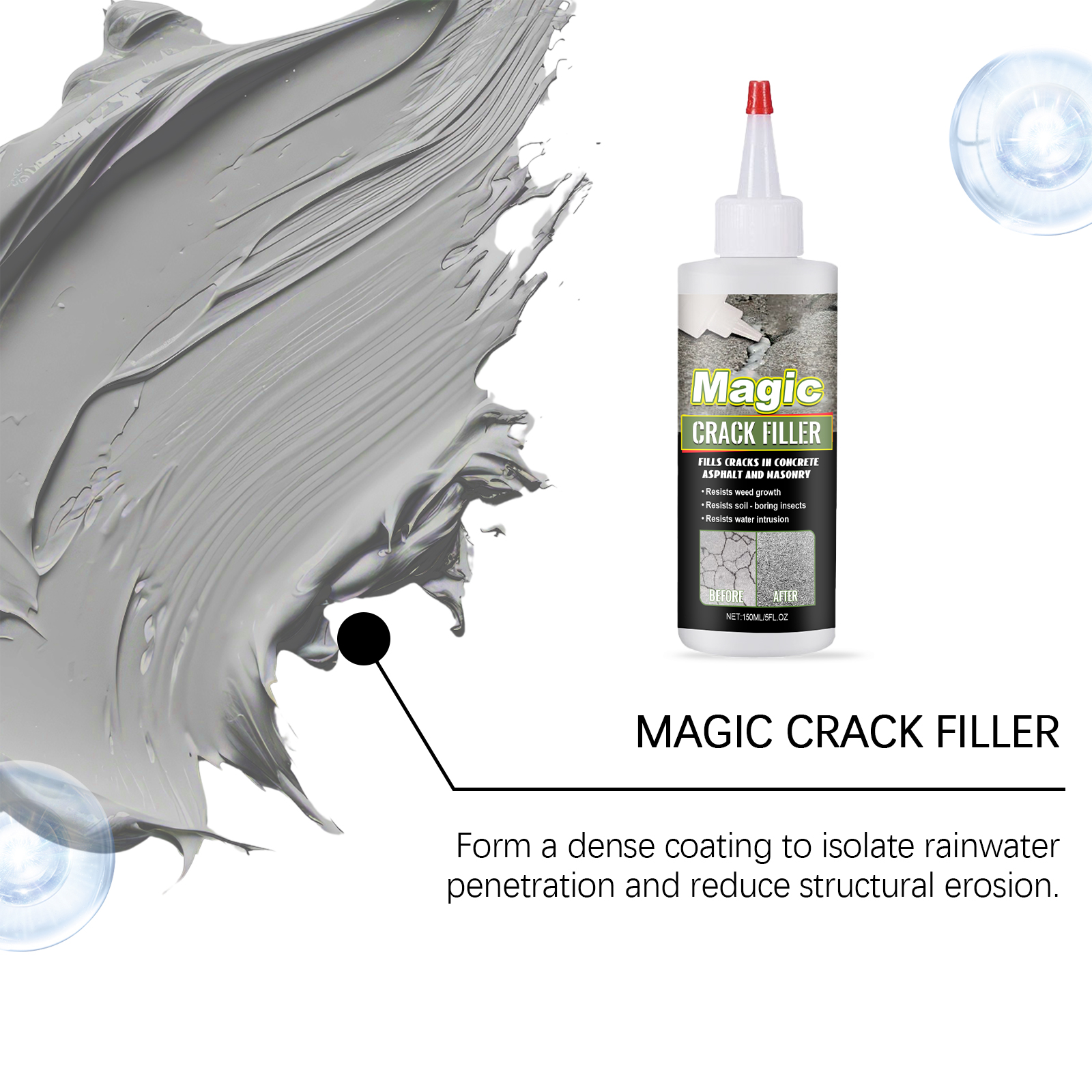 Floor Crack Filler Elastic Crack Resistant Heat Tolerant Cold Resistant Sealing Water Proof Crack Repair Material
