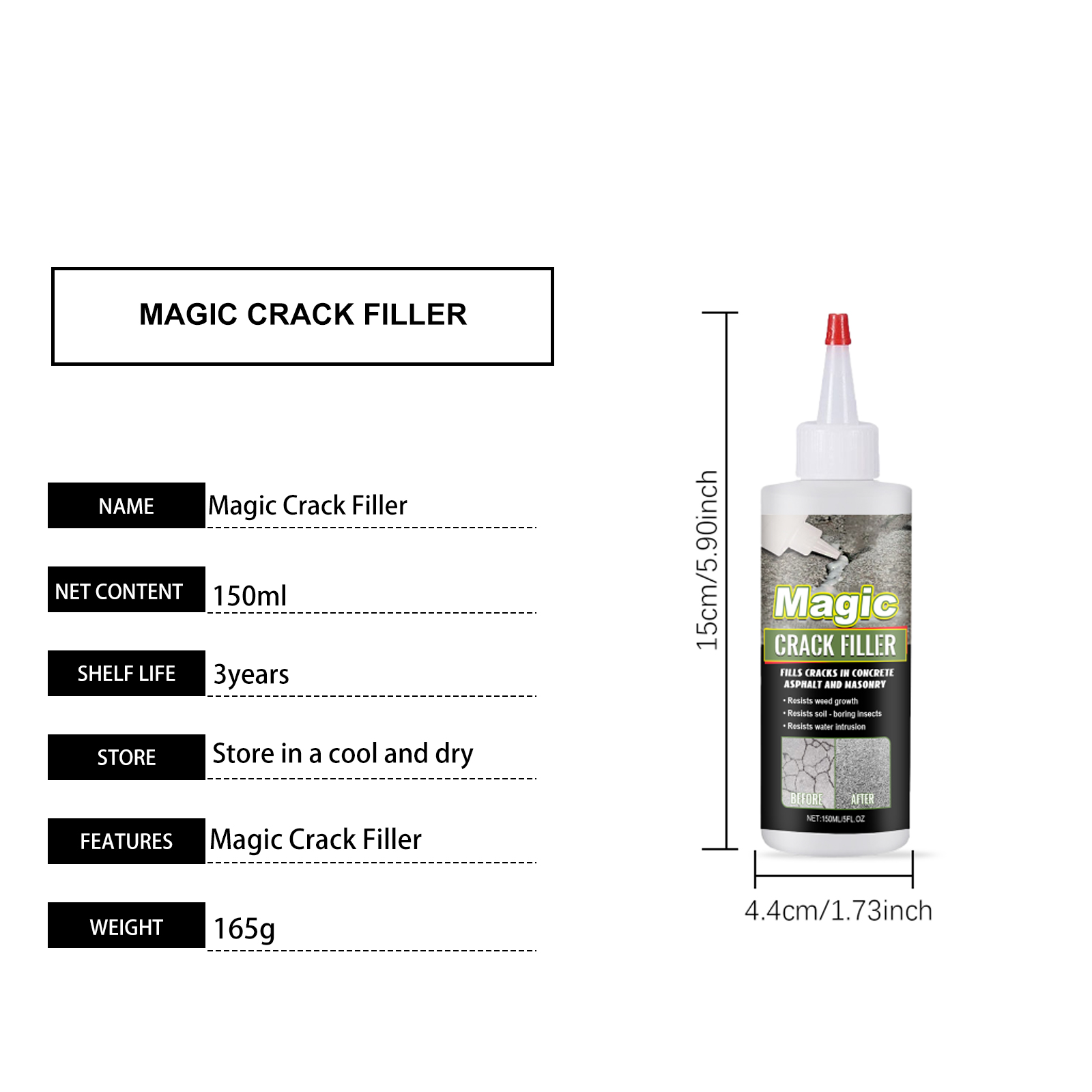 Floor Crack Filler Elastic Crack Resistant Heat Tolerant Cold Resistant Sealing Water Proof Crack Repair Material