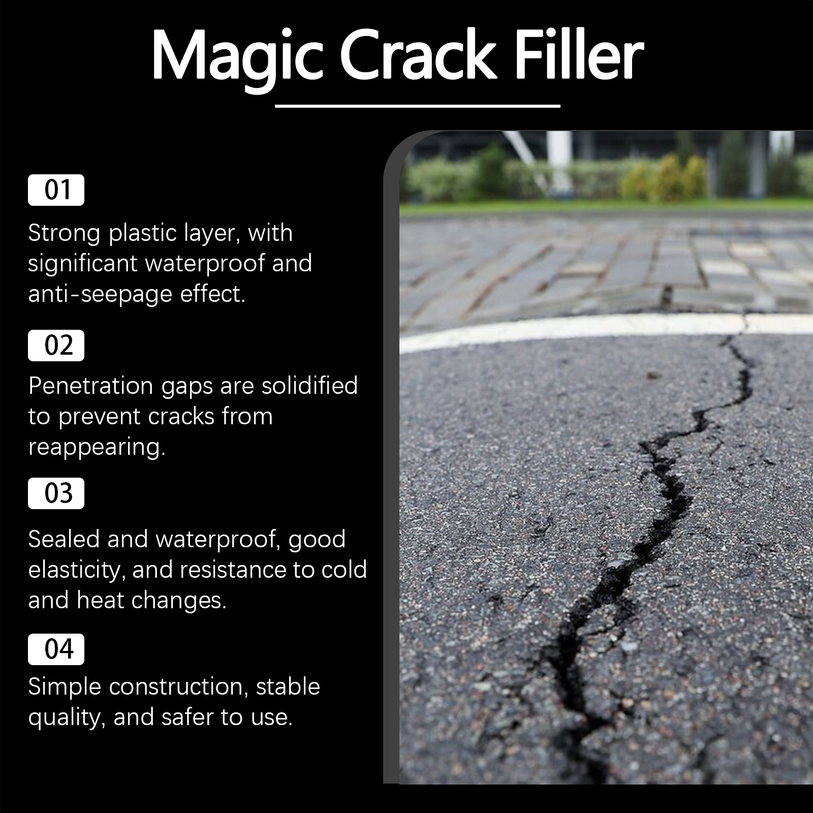 Floor Crack Filler Elastic Crack Resistant Heat Tolerant Cold Resistant Sealing Water Proof Crack Repair Material