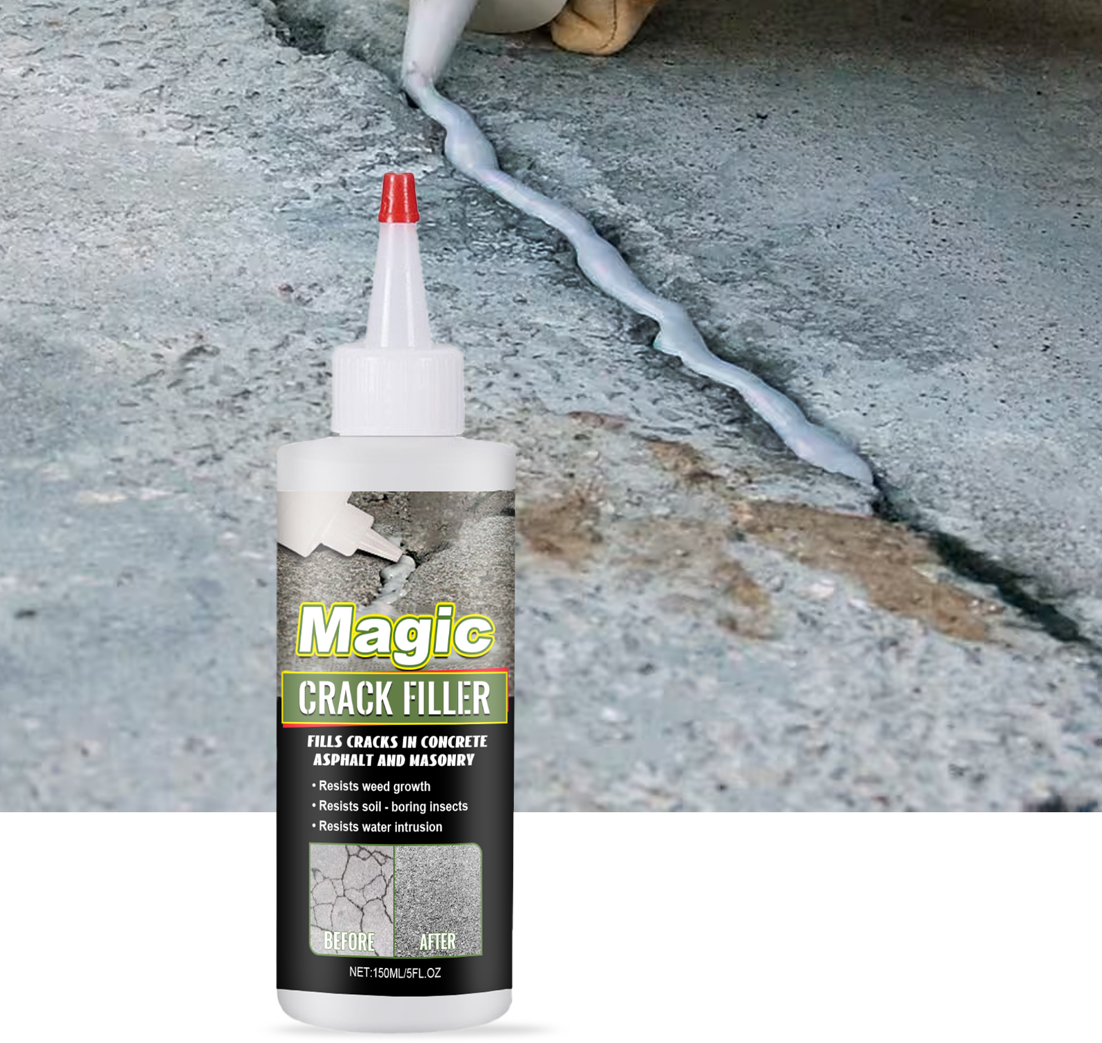 Floor Crack Filler Elastic Crack Resistant Heat Tolerant Cold Resistant Sealing Water Proof Crack Repair Material