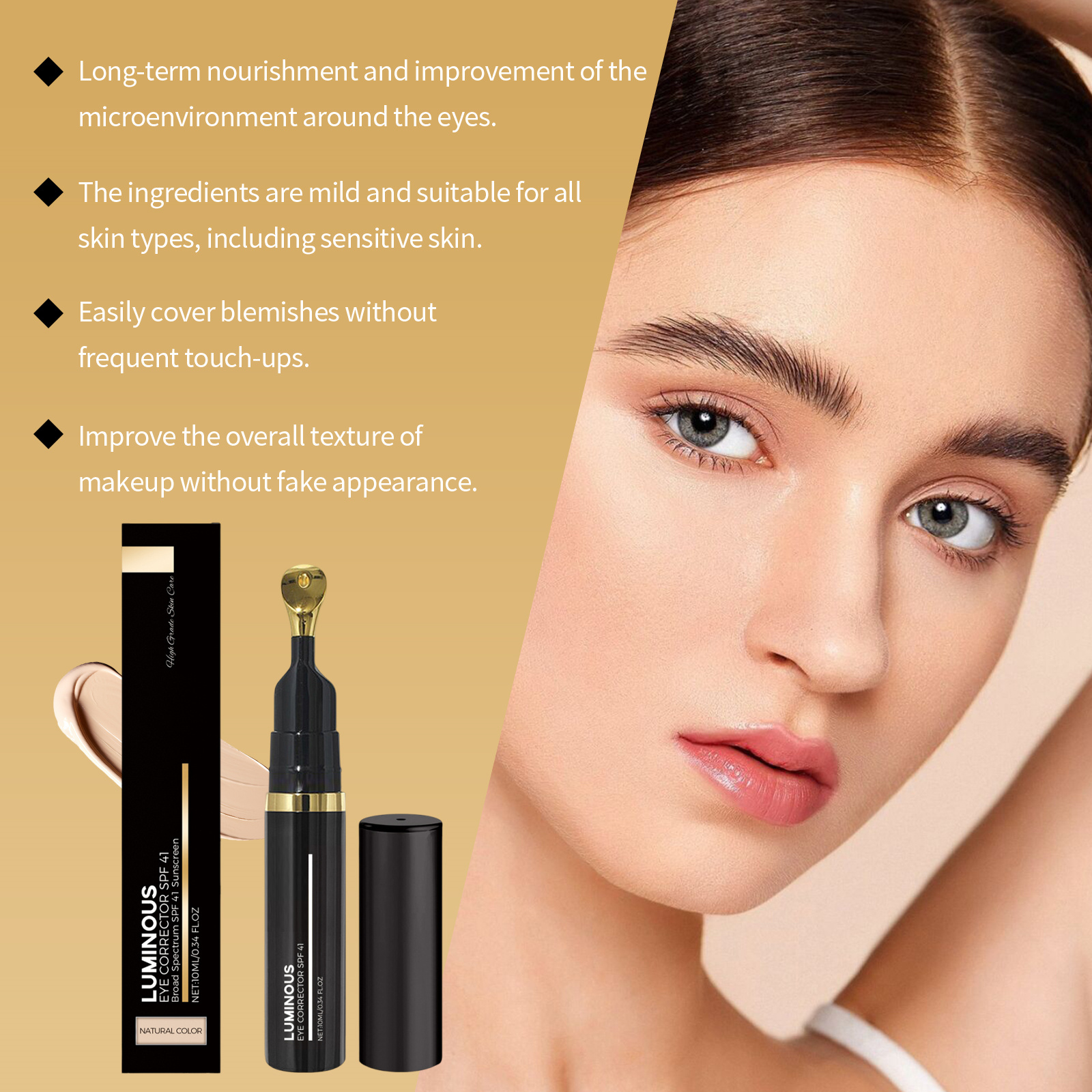 Eye Concealer Cream Natural Tone Moisturizing Hydrating Light Revitalizing Daily Use For Covering Dark Circles