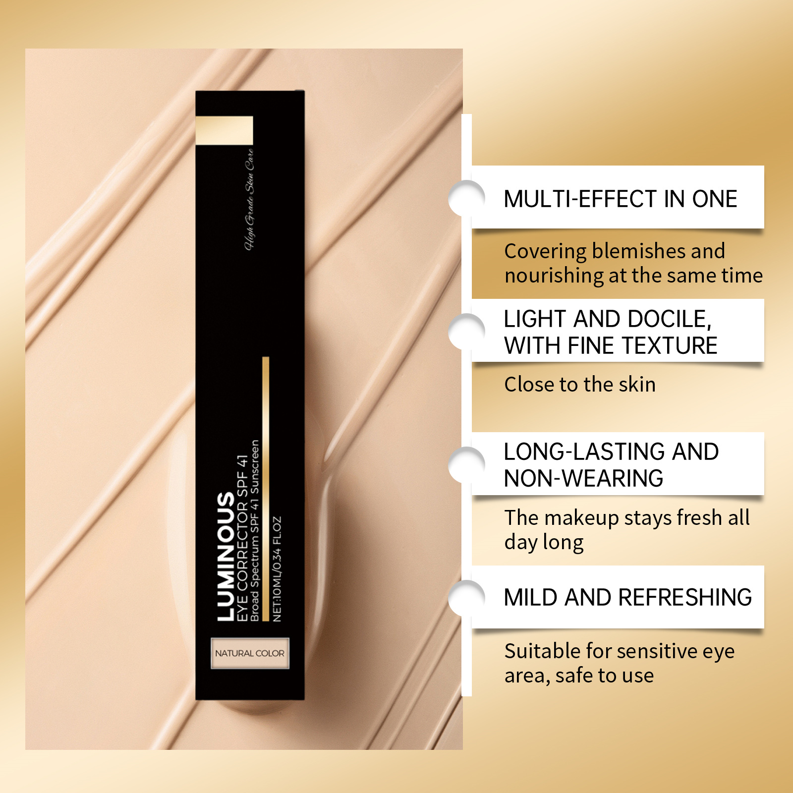 Eye Concealer Cream Natural Tone Moisturizing Hydrating Light Revitalizing Daily Use For Covering Dark Circles