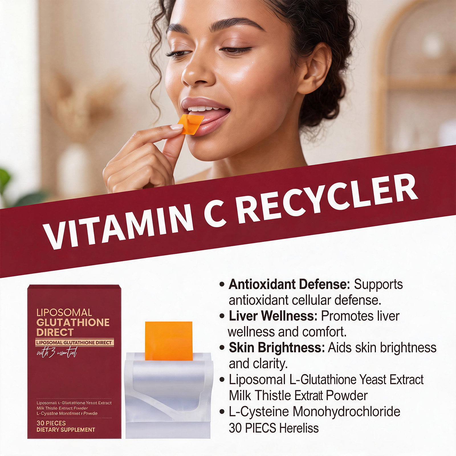 Glutathione Oral Lozenge Containing Glutathione Milk Thistle Sublingual Absorption Natural Yeast Derived Health Oral Tablet