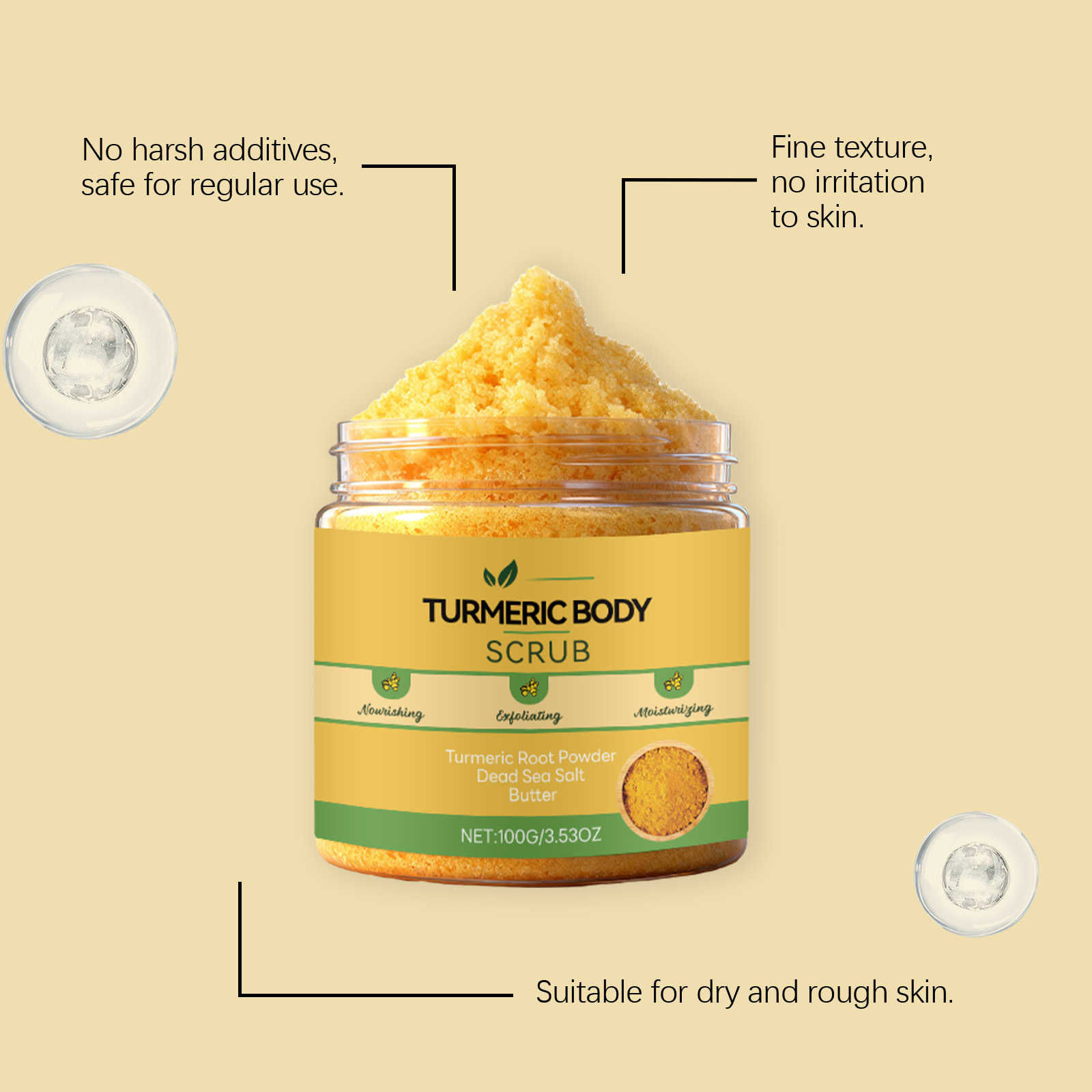 Turmeric Body Scrub Daily Mild Cleansing Easy Rinse Smooth Clean Refreshing For Skin