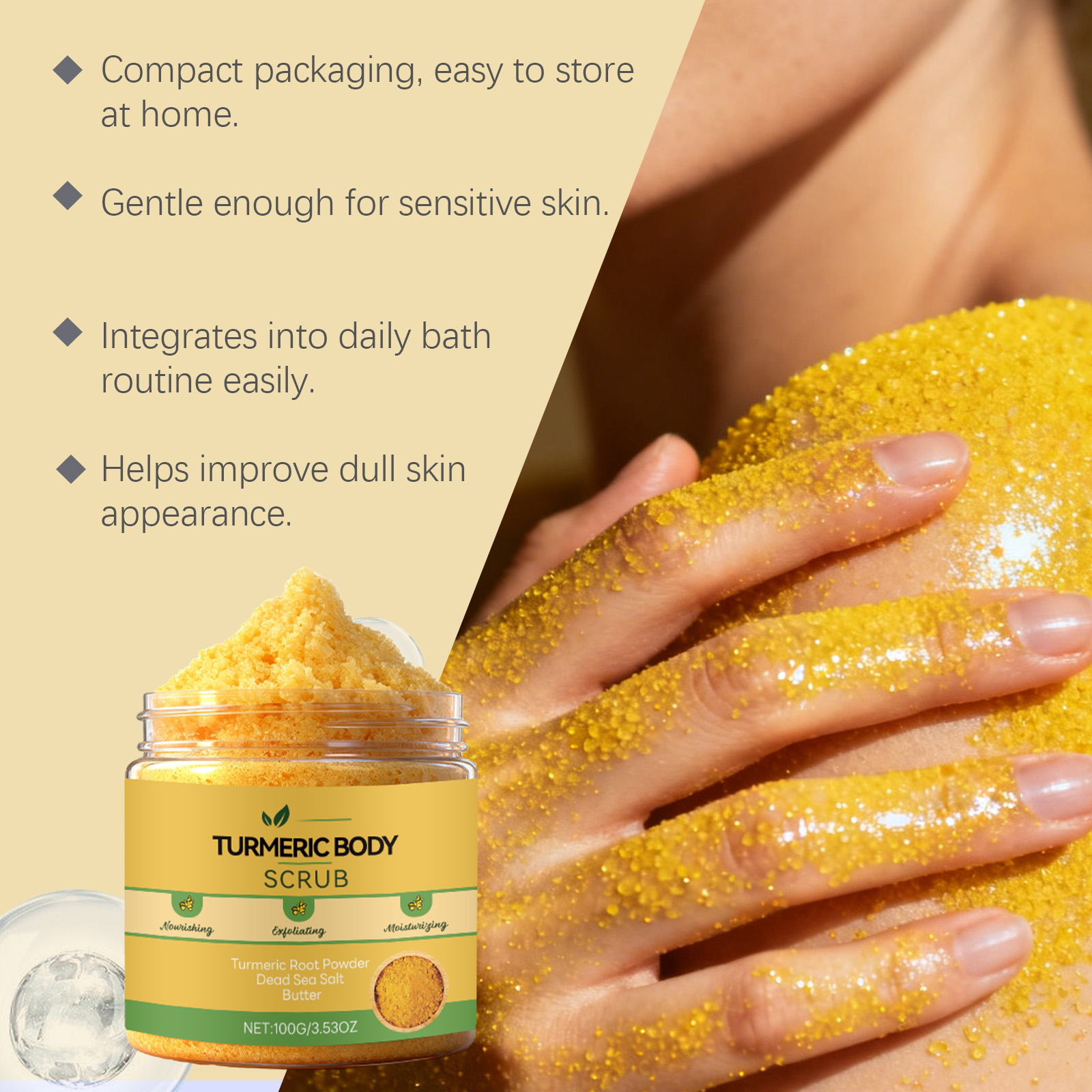 Turmeric Body Scrub Daily Mild Cleansing Easy Rinse Smooth Clean Refreshing For Skin