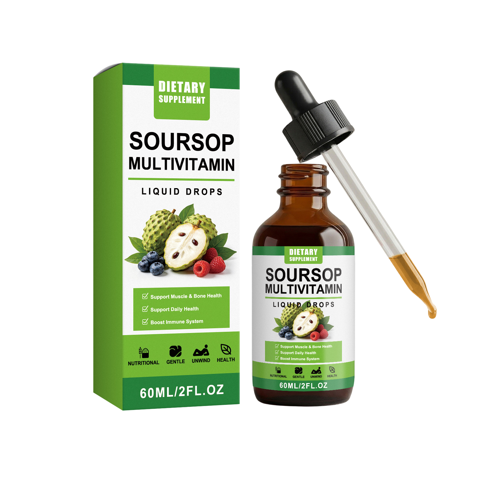 Soursop Nutrient Drops Gentle Formula Daily Protect Gut Comfort Body Nutrition Supplement Oral Liquid Health Care Item