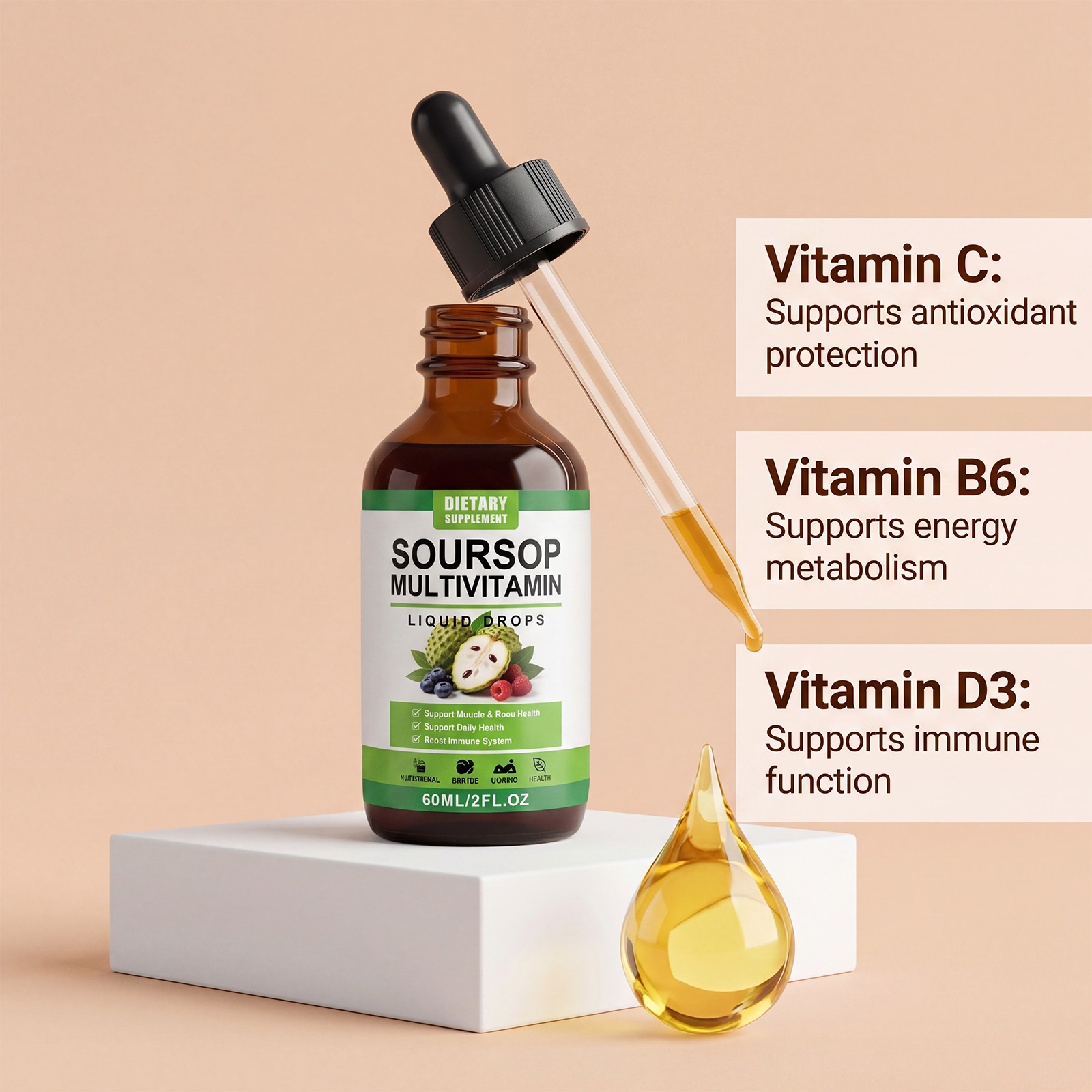 Soursop Nutrient Drops Gentle Formula Daily Protect Gut Comfort Body Nutrition Supplement Oral Liquid Health Care Item