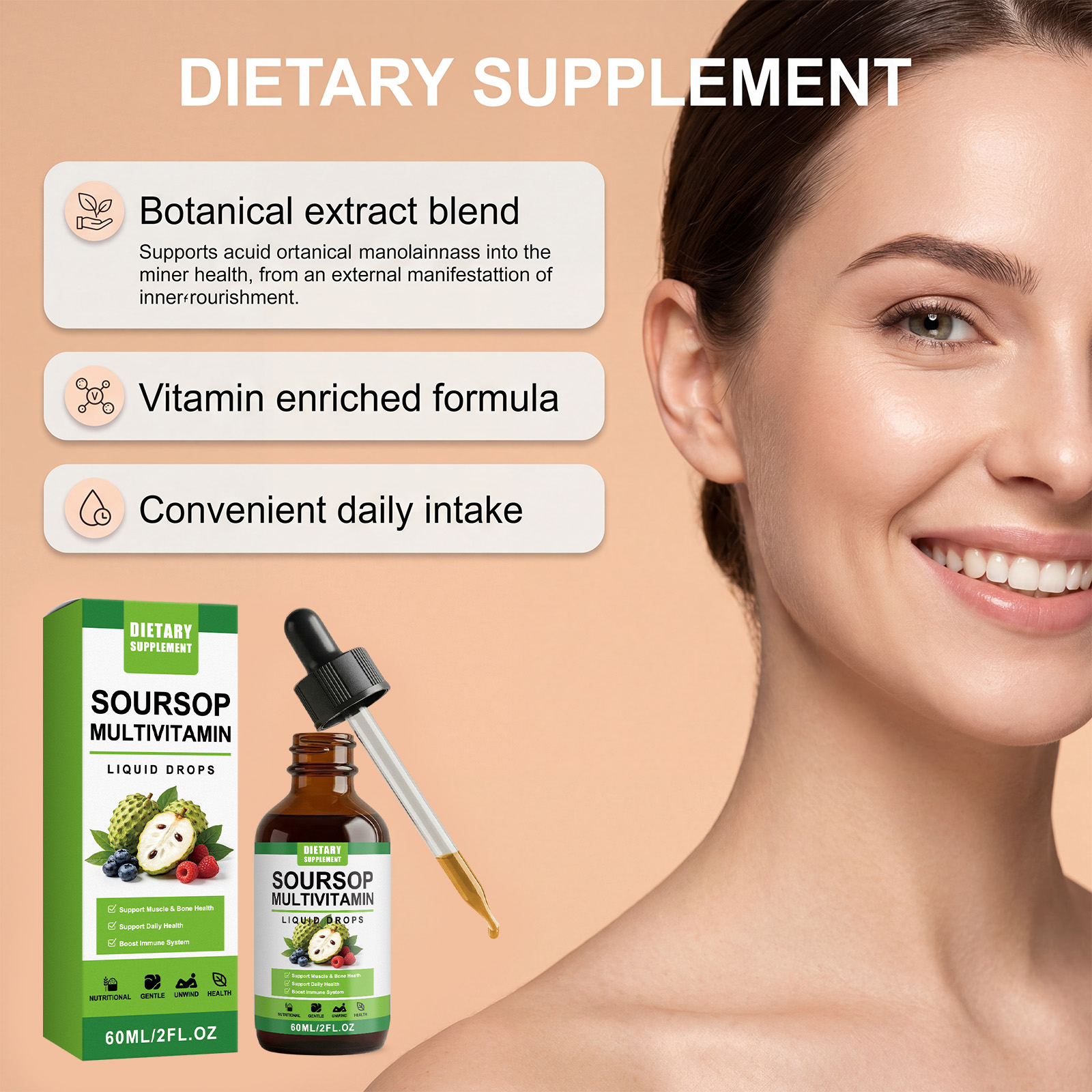 Soursop Nutrient Drops Gentle Formula Daily Protect Gut Comfort Body Nutrition Supplement Oral Liquid Health Care Item