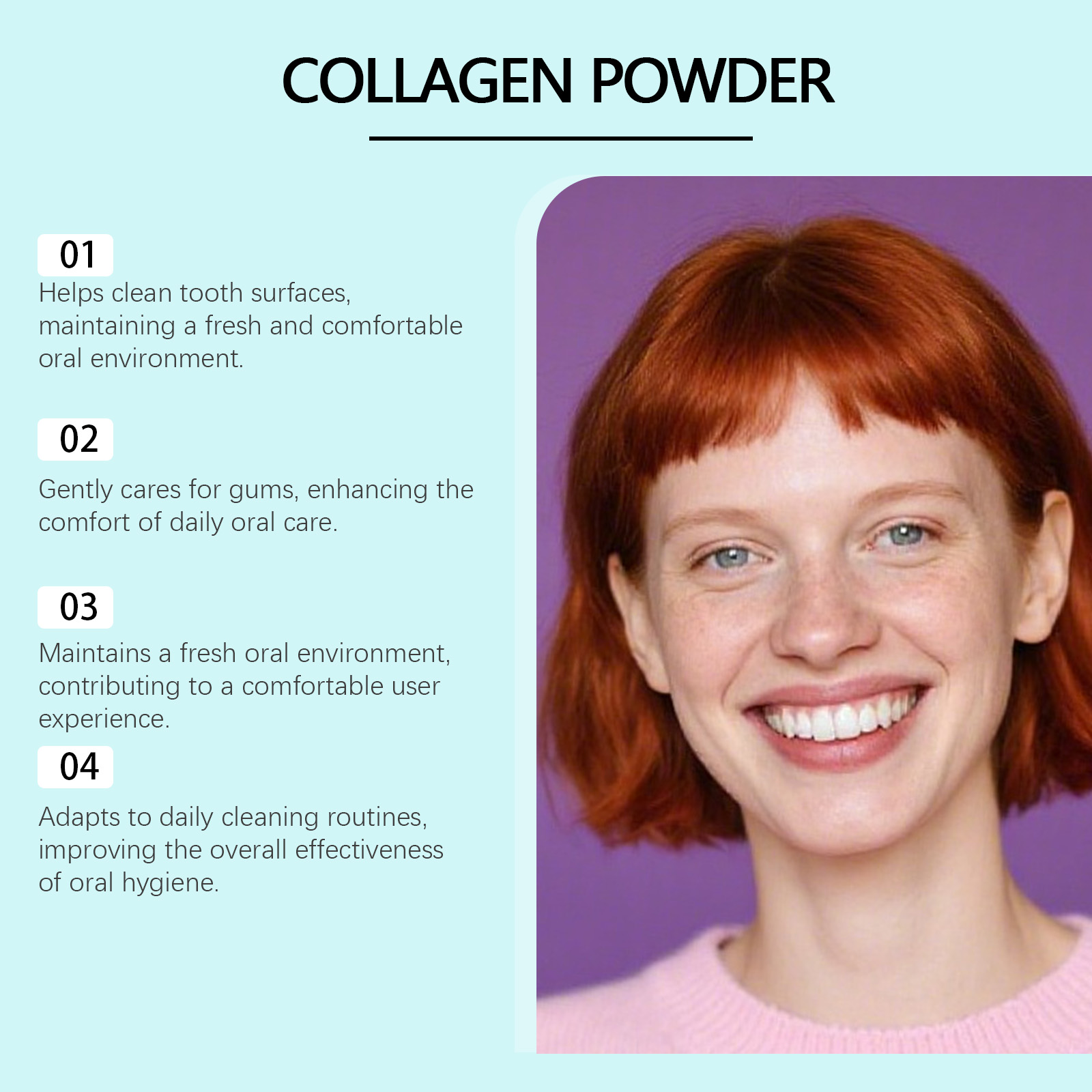 Collagen Clean Dental Powder Mild Fresh Teeth Protection Smooth Texture Daily Remove Stains On Tooth Surface