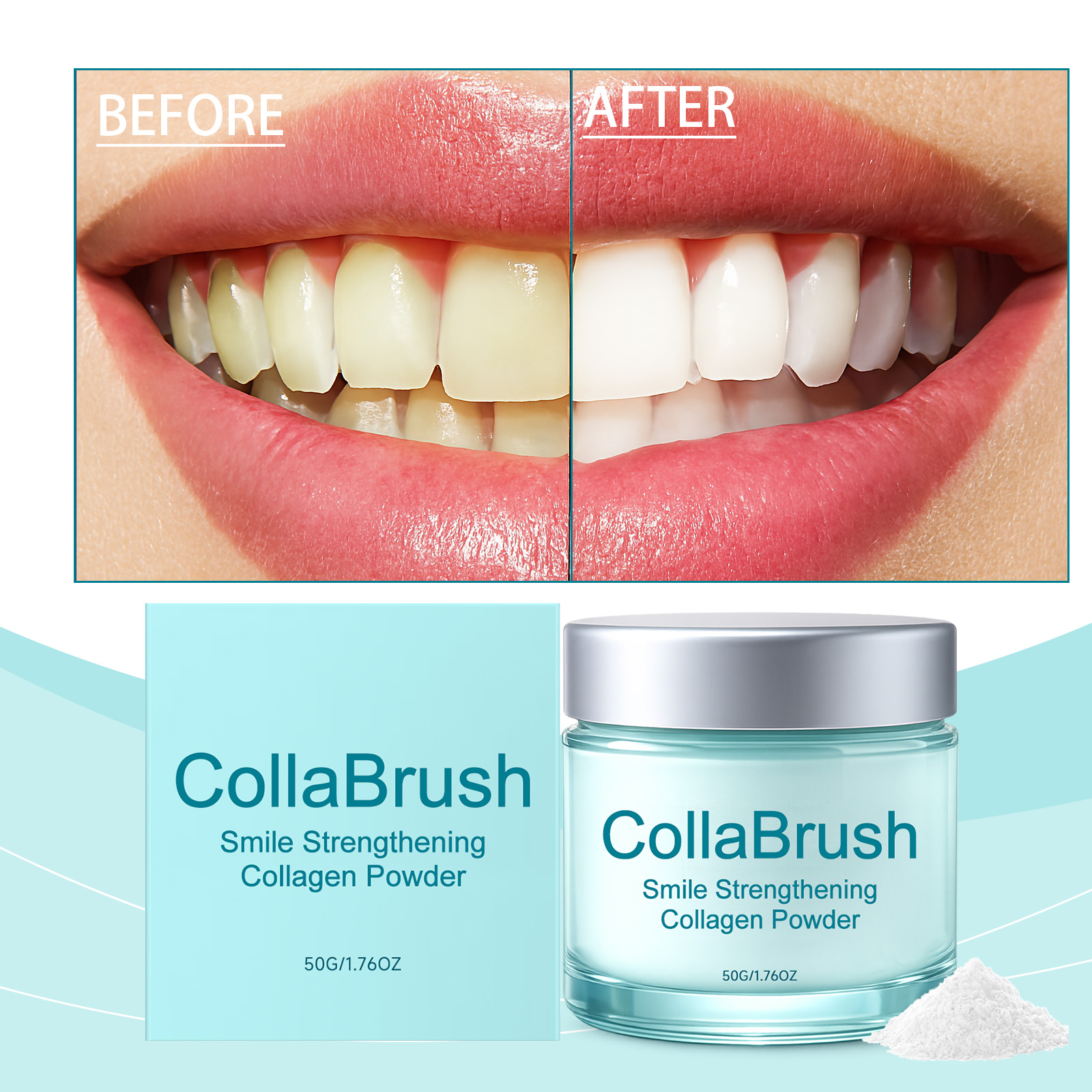 Collagen Clean Dental Powder Mild Fresh Teeth Protection Smooth Texture Daily Remove Stains On Tooth Surface