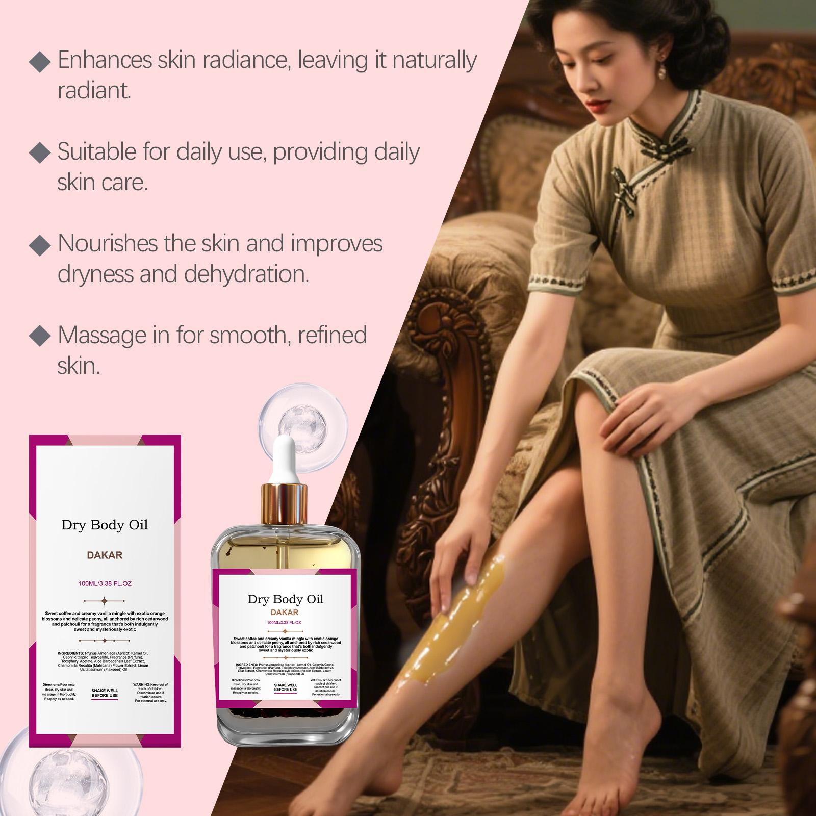 Moisturizing Fragrance Body Oil Mild Nourishing Protect Soft Skin Fine Texture Refreshing Non Sticky For Whole Body Care