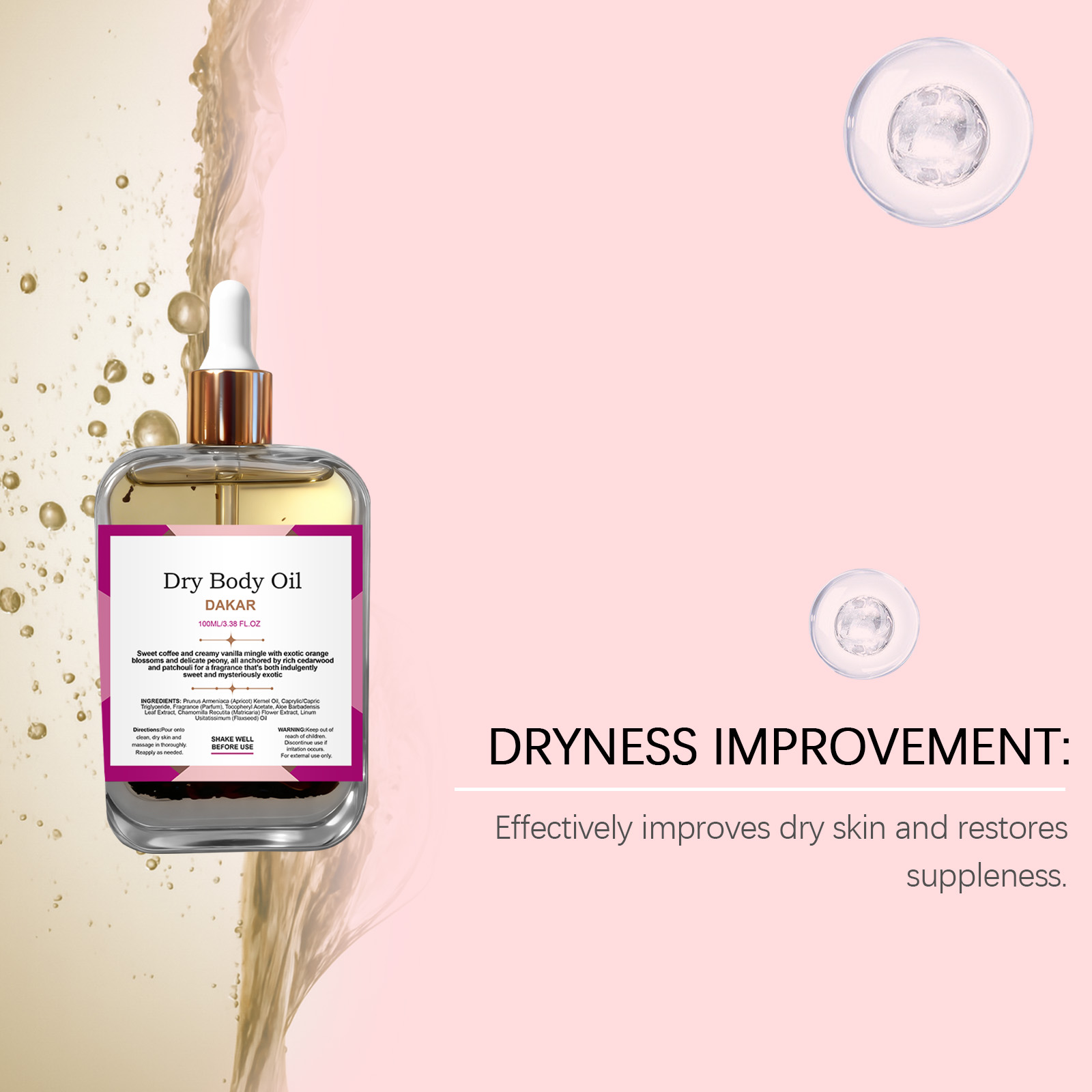 Moisturizing Fragrance Body Oil Mild Nourishing Protect Soft Skin Fine Texture Refreshing Non Sticky For Whole Body Care