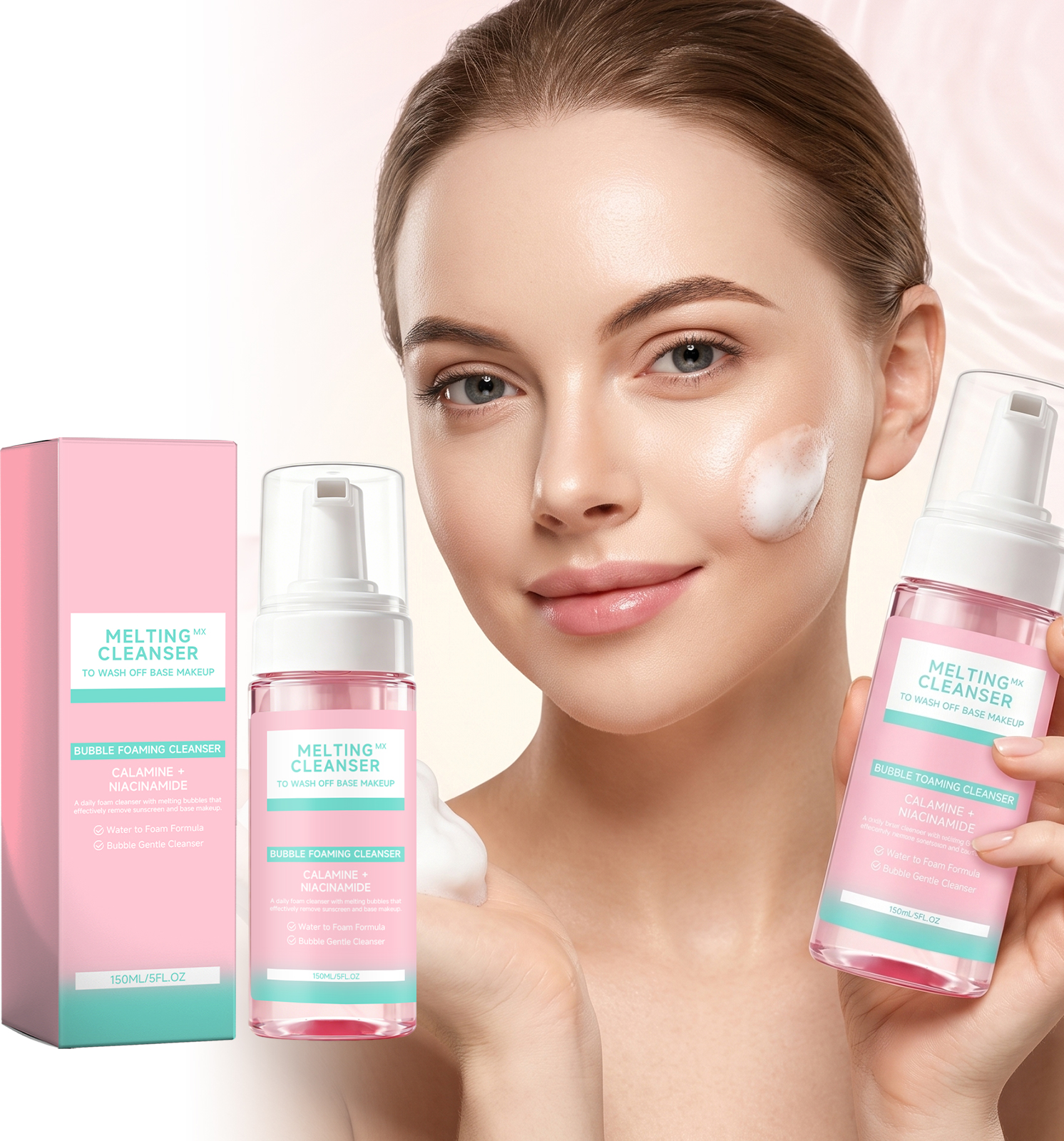 Mild Foam Cleanser Soft Dense Bubbles Light Texture Moisturizing Clean Facial Skin Deeply Gentle Comfortable Daily Care