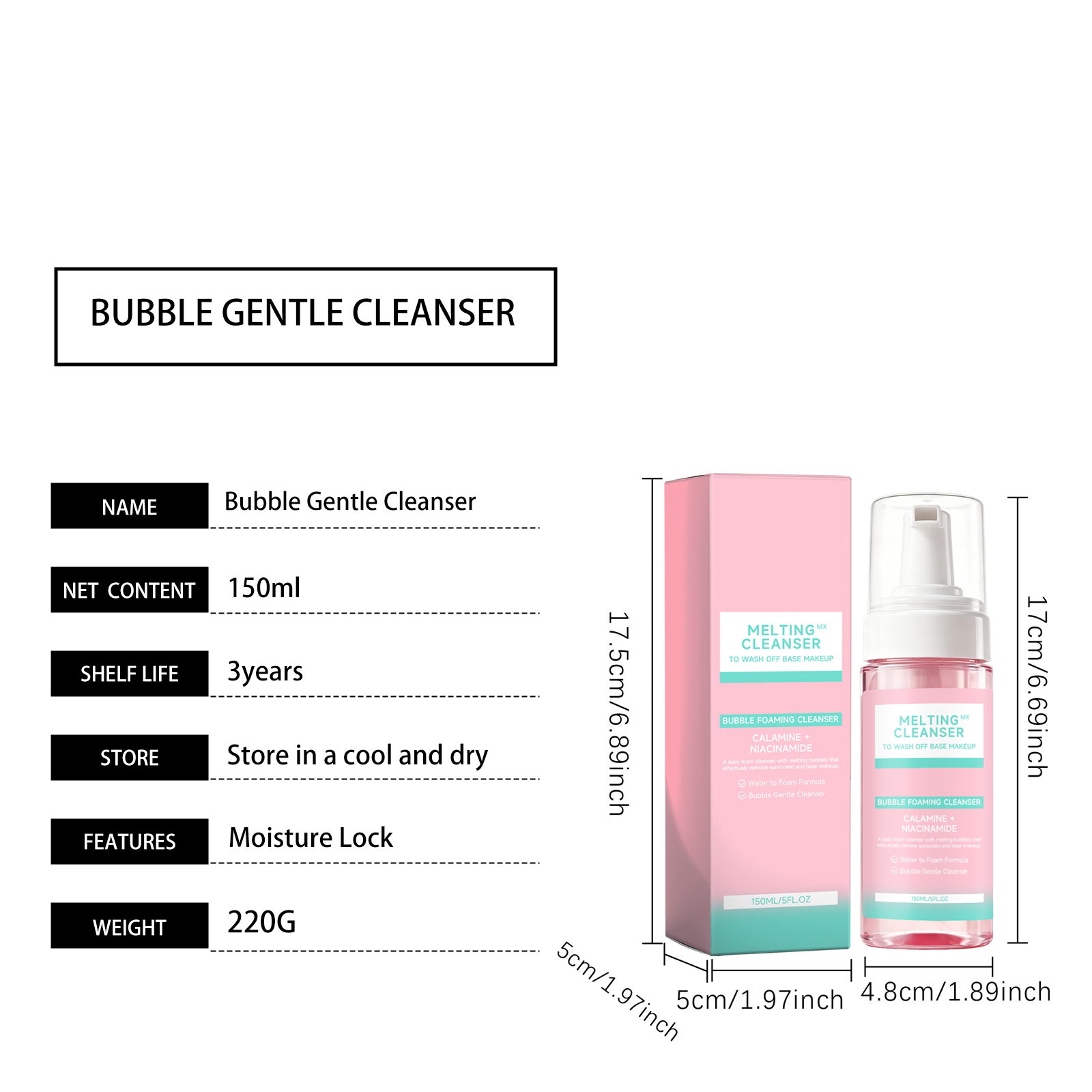 Mild Foam Cleanser Soft Dense Bubbles Light Texture Moisturizing Clean Facial Skin Deeply Gentle Comfortable Daily Care