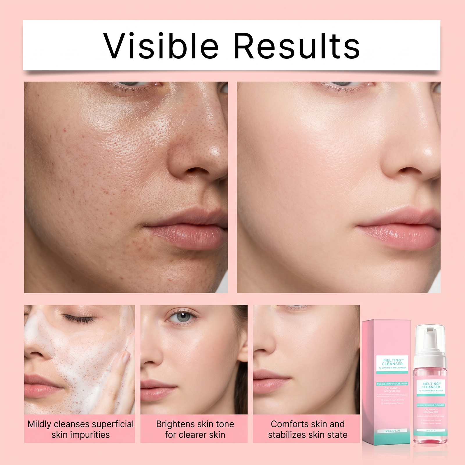 Mild Foam Cleanser Soft Dense Bubbles Light Texture Moisturizing Clean Facial Skin Deeply Gentle Comfortable Daily Care
