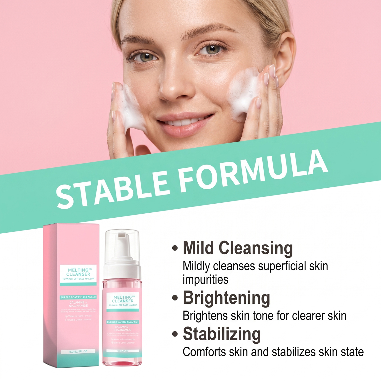 Mild Foam Cleanser Soft Dense Bubbles Light Texture Moisturizing Clean Facial Skin Deeply Gentle Comfortable Daily Care