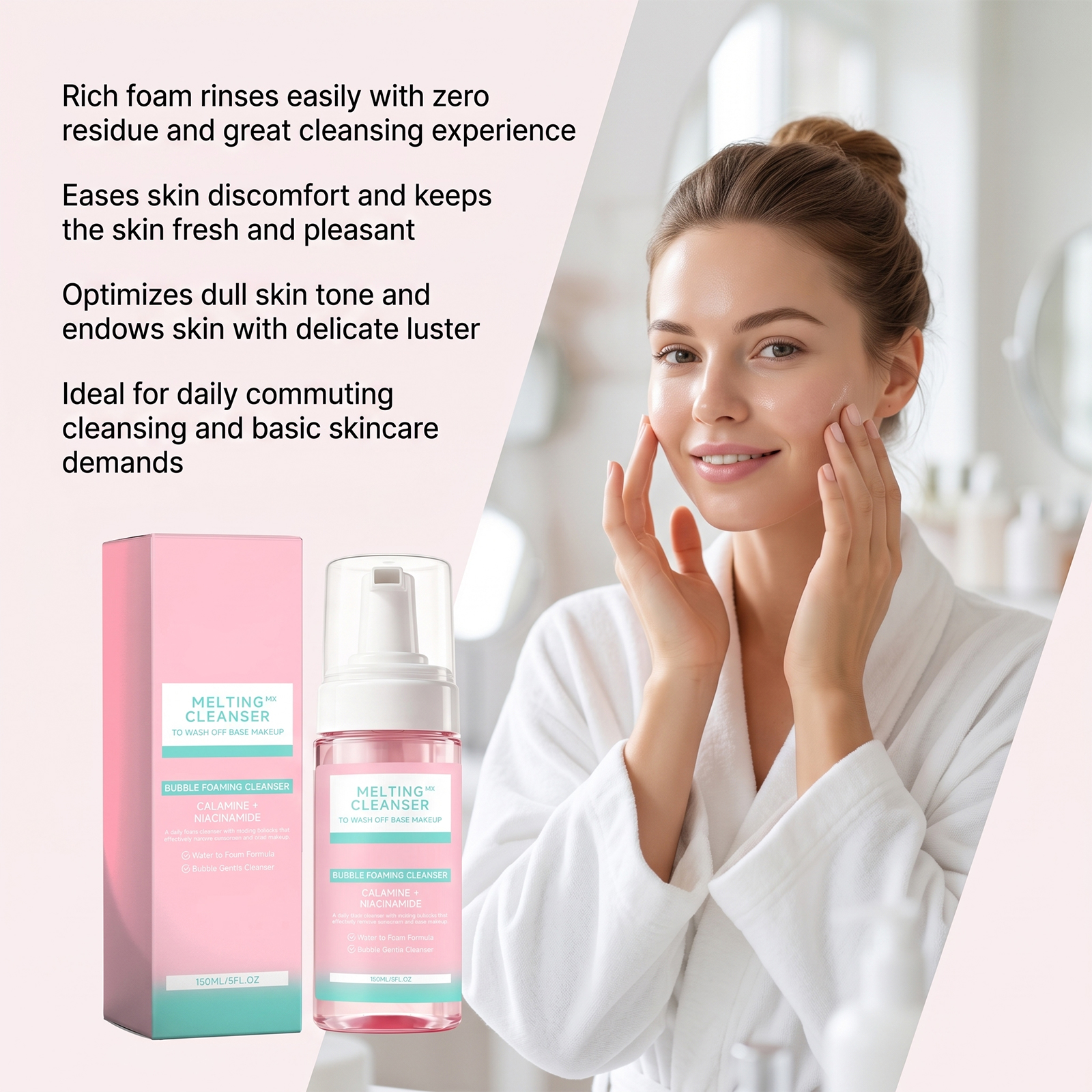 Mild Foam Cleanser Soft Dense Bubbles Light Texture Moisturizing Clean Facial Skin Deeply Gentle Comfortable Daily Care