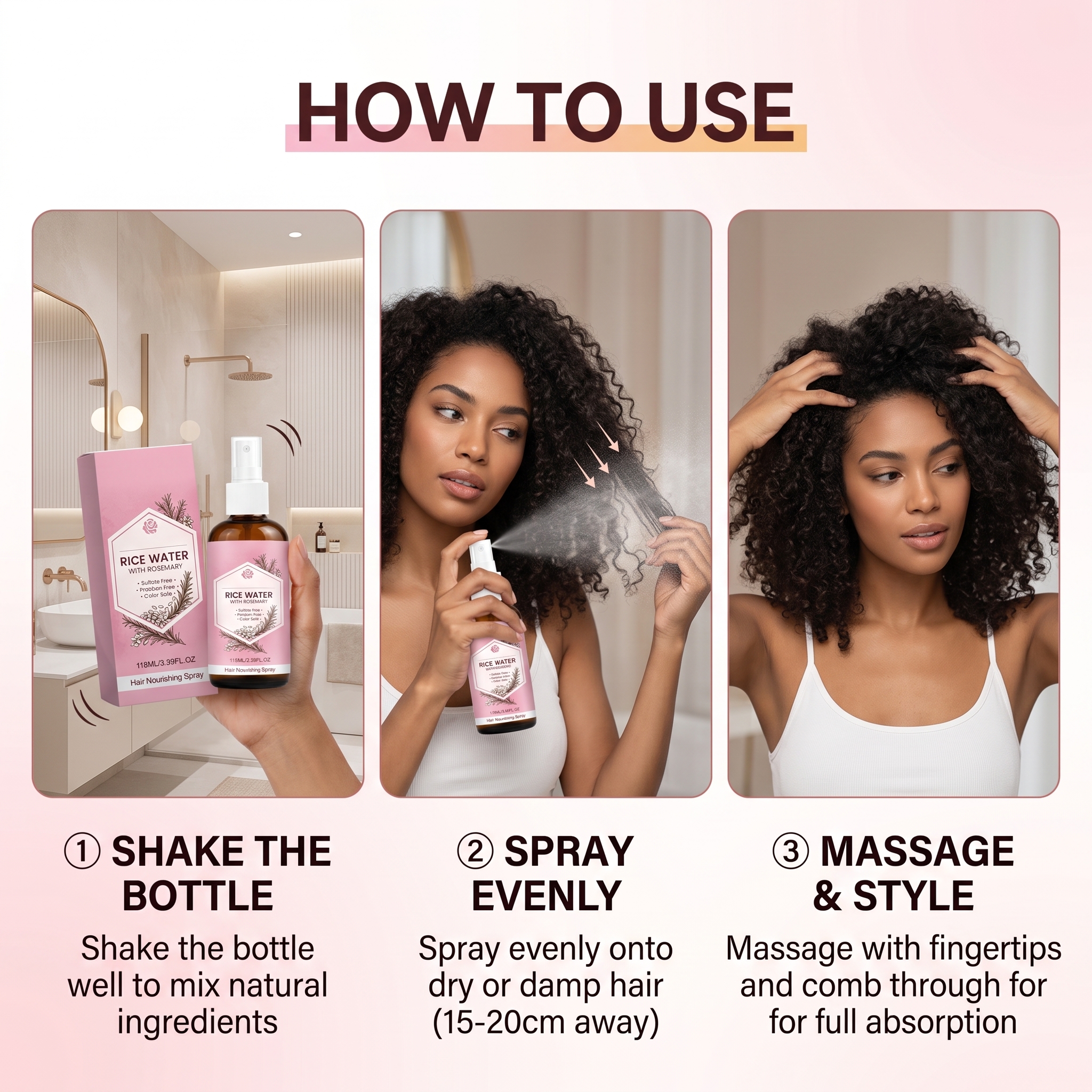 Hair Care Spray Mild Nourish Plump Natural Shiny Smooth Hair Strand Daily Hair Protect
