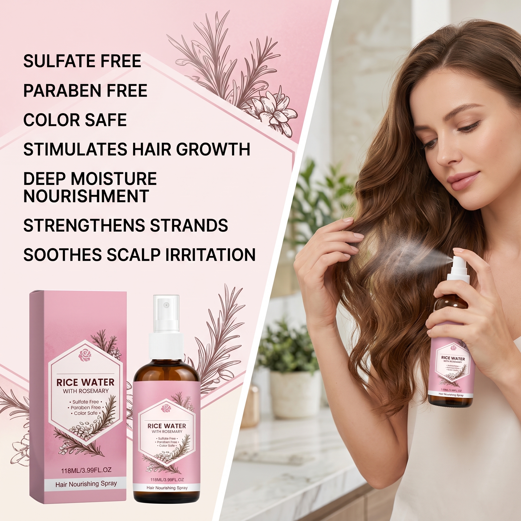 Hair Care Spray Mild Nourish Plump Natural Shiny Smooth Hair Strand Daily Hair Protect