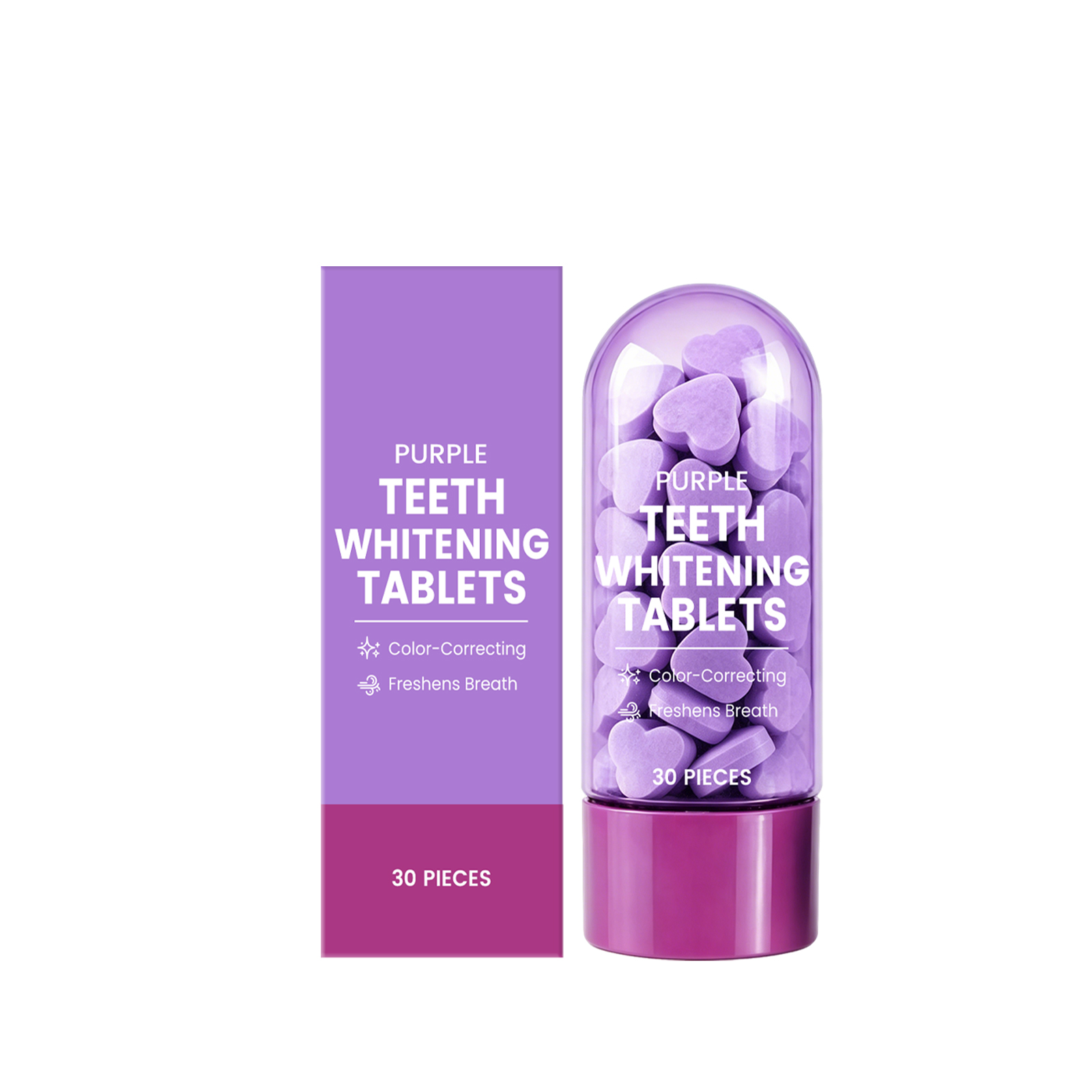 Purple Heart Shaped Toothpaste Beads Mint Fresh Cute Styling Daily Gentle Teeth Mouth Cleansing Care