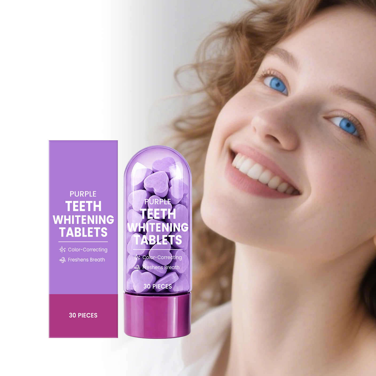 Purple Heart Shaped Toothpaste Beads Mint Fresh Cute Styling Daily Gentle Teeth Mouth Cleansing Care