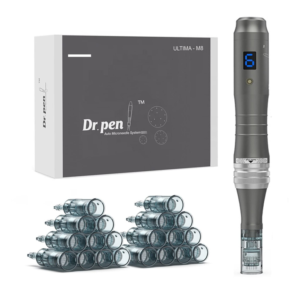 Dr. Pen Ultima M8 Professional Microneedling Pen-Skin Care Tool Kit with 22pcs Needles Cartridges 16pins x12 36pins x10