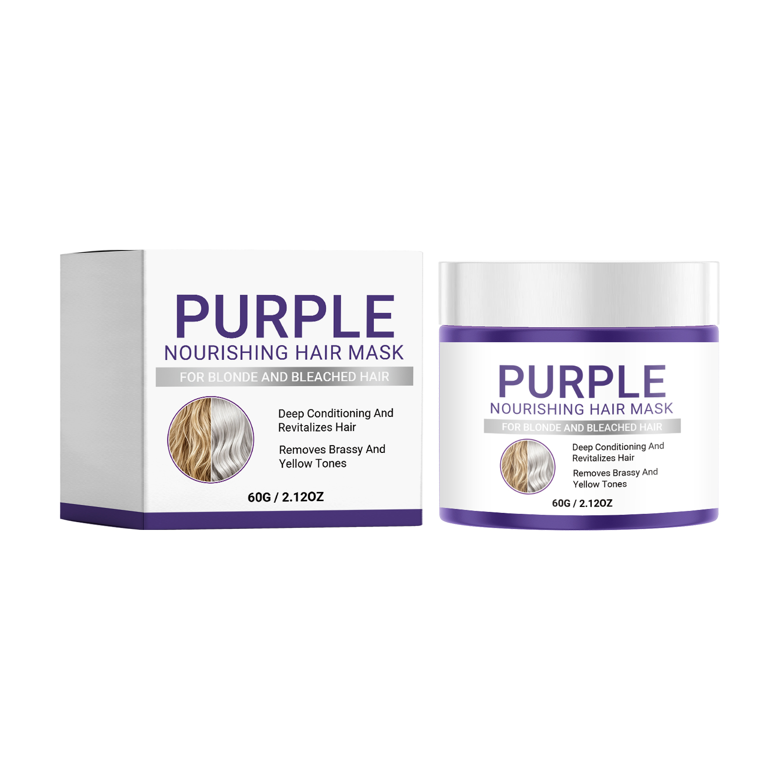 Hair Mask Purple Brightness Elasticity Moisturizing Plump Glossy Smooth Hair Scalp Daily Home Care Cosmetic
