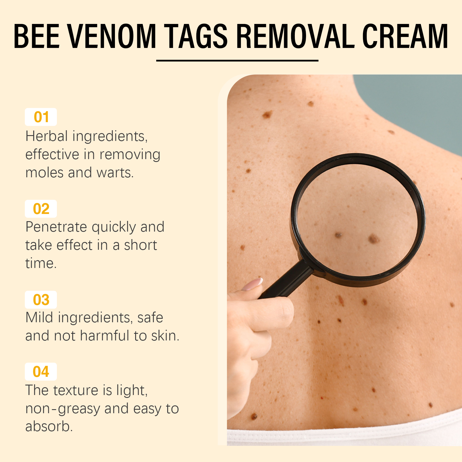 Bee Venum Skin Care Cream Mild Herbal Formula Soft Smooth Skin Daily Clearing Wart Removing Lotion Cream