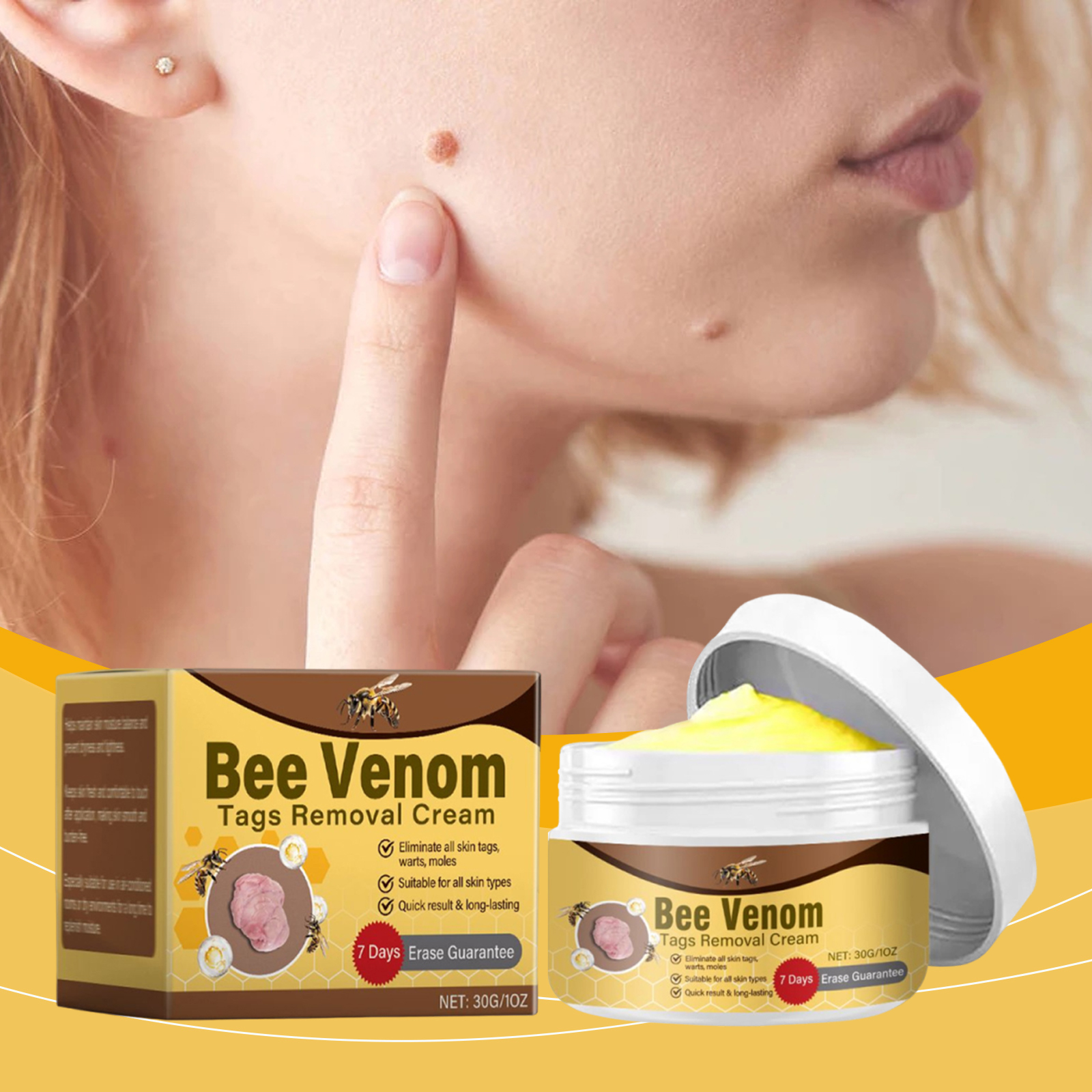 Bee Venum Skin Care Cream Mild Herbal Formula Soft Smooth Skin Daily Clearing Wart Removing Lotion Cream