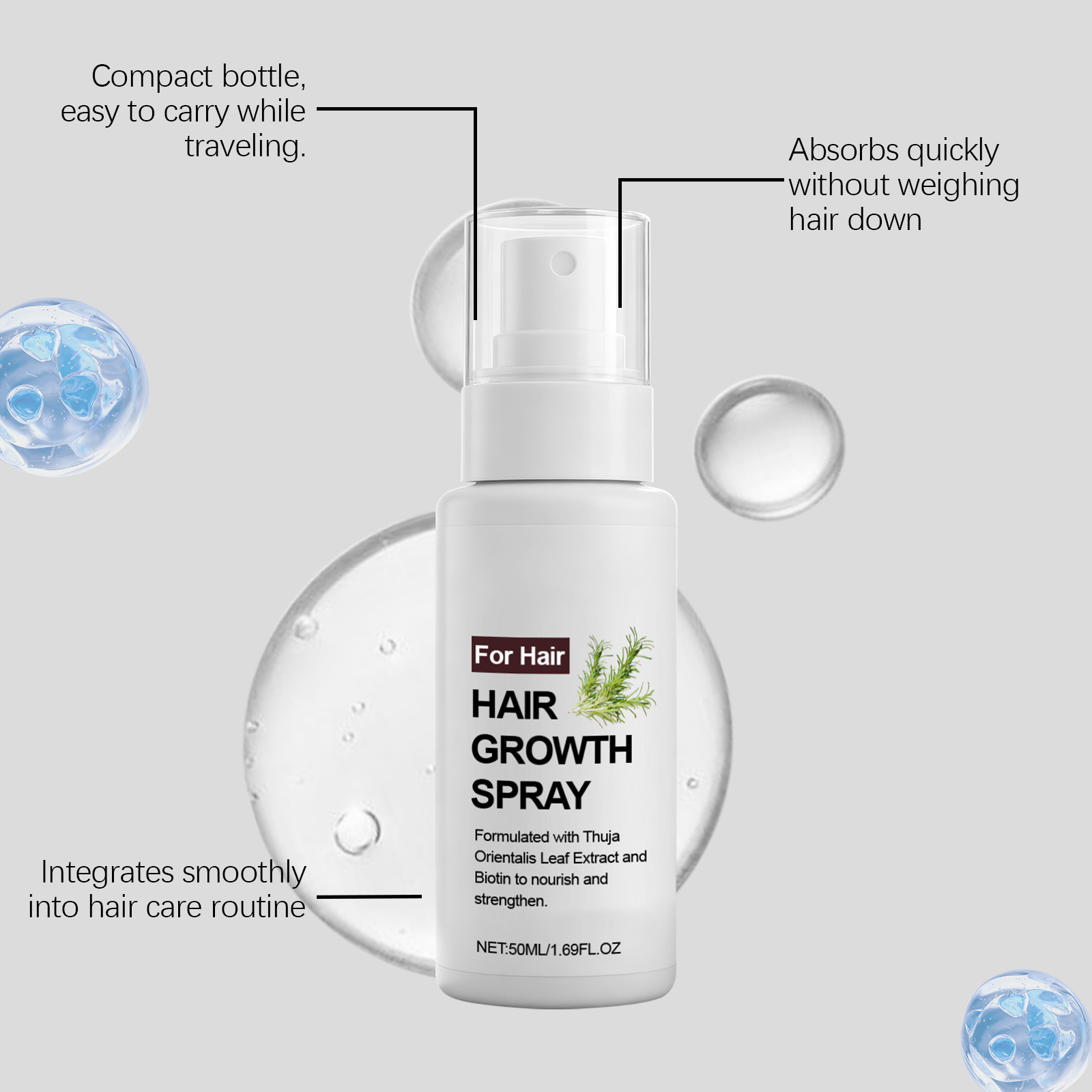 Hair Care Spray Moisturizing Mild Scalp Care Light Silky Hair Gloss Top Spray Massage