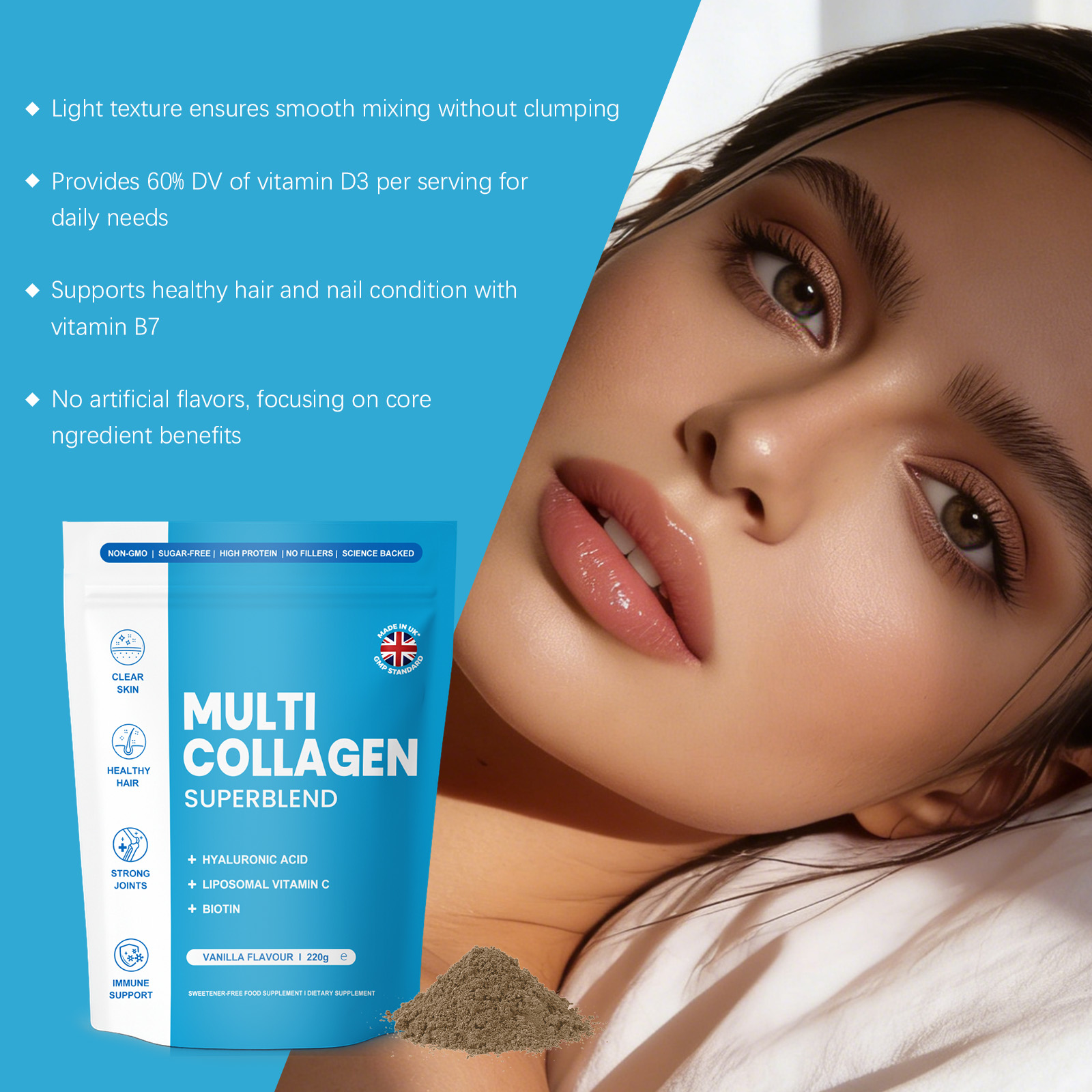 Collagen Skin Nutrient Powder Vanilla Flavor Contains Collagen Hydration Balance Daily Beauty Care Skin Gloss Nutrition Supplement