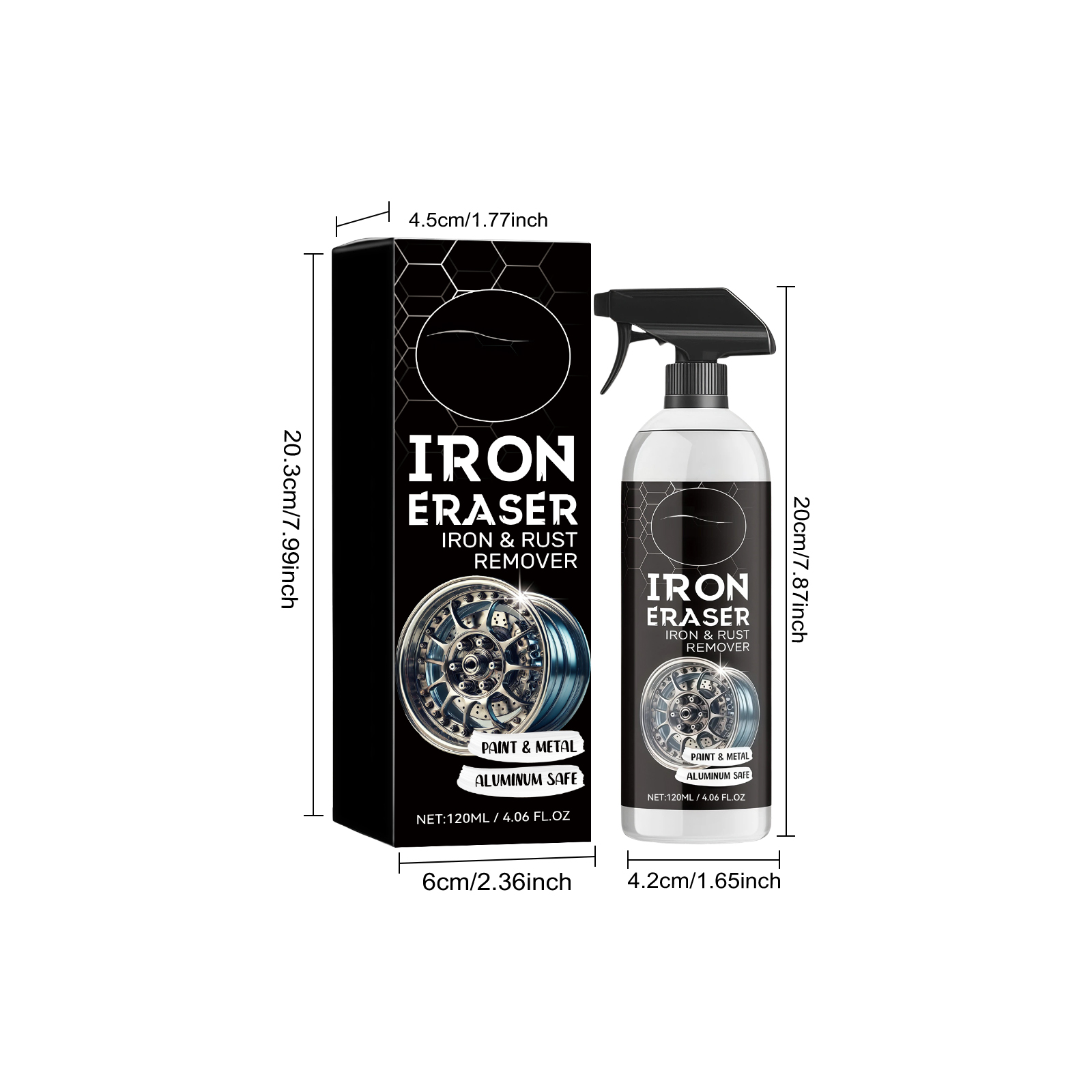 Car Rust Cleaner Cleaning Spray For Wheel Brake Oxidation Rust Spots Black Dots Yellow Stains