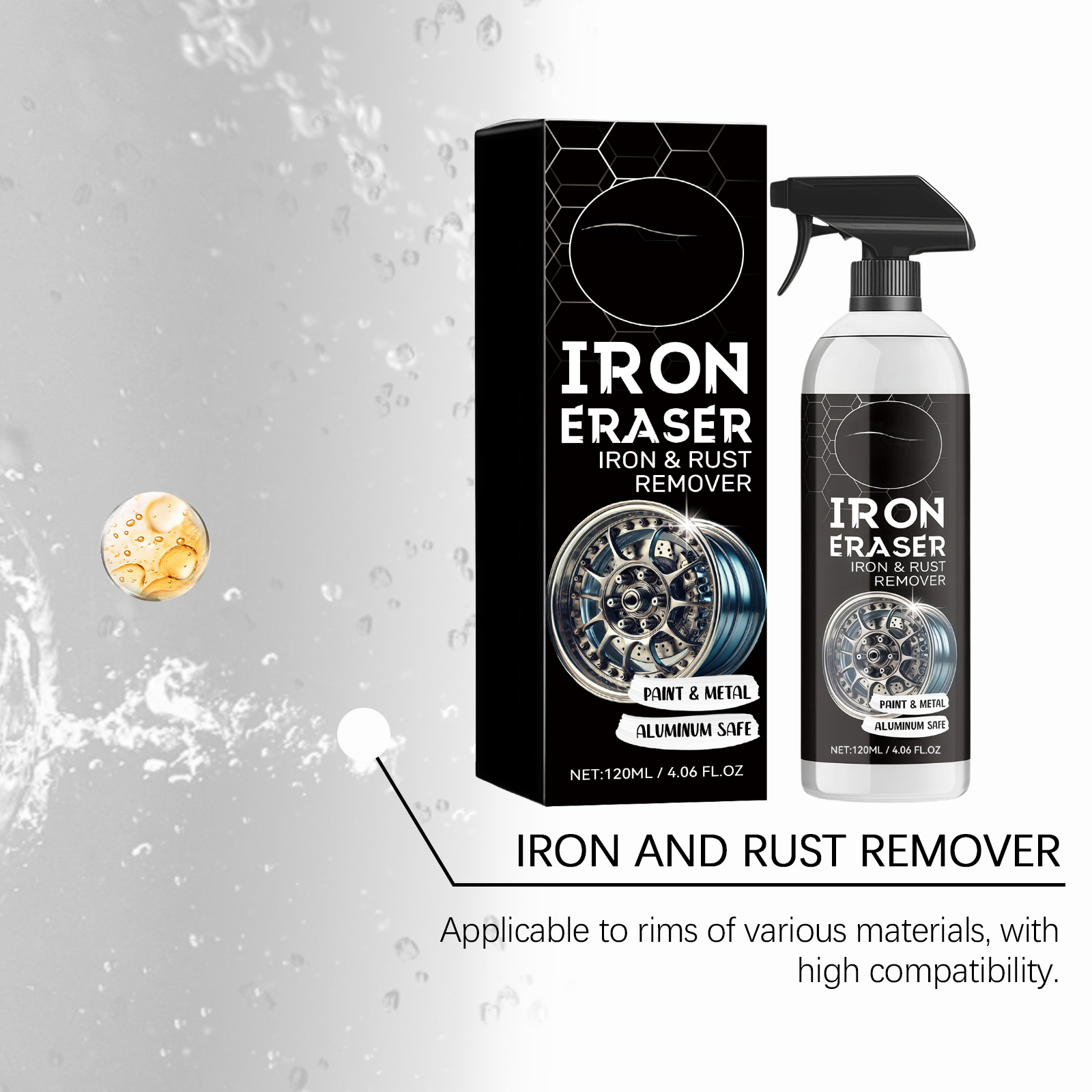 Car Rust Cleaner Cleaning Spray For Wheel Brake Oxidation Rust Spots Black Dots Yellow Stains