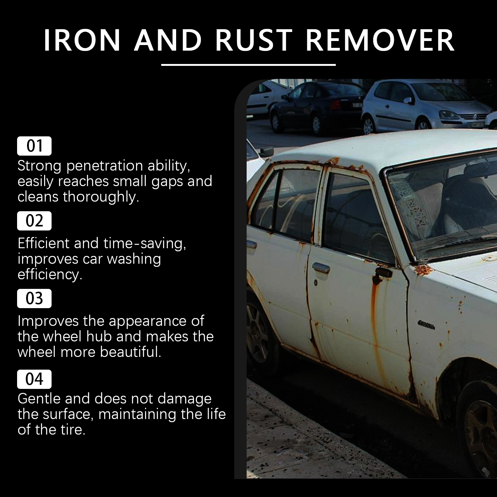 Car Rust Cleaner Cleaning Spray For Wheel Brake Oxidation Rust Spots Black Dots Yellow Stains