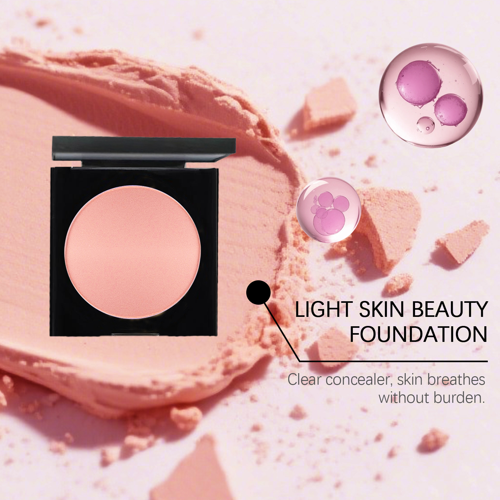 Pink Hydrating Concealer Foundation Cream Lightweight Moisturizing Brightening For Oily And Dry Skin