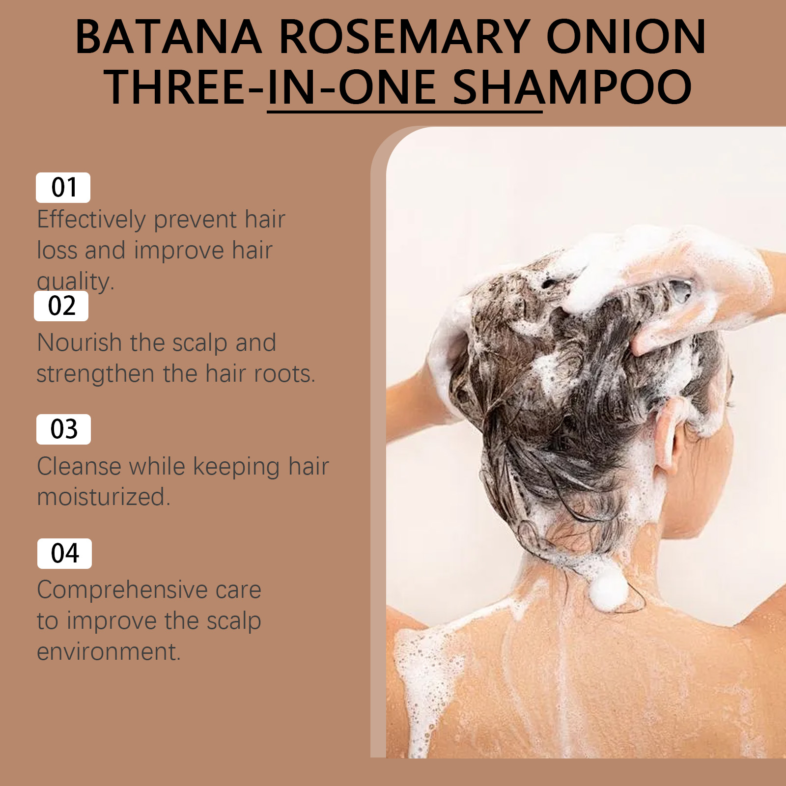 Three In One Nourishing Hair Shampoo Cleanses Nourishes Scalp Moisturizes Hair Softens Strands