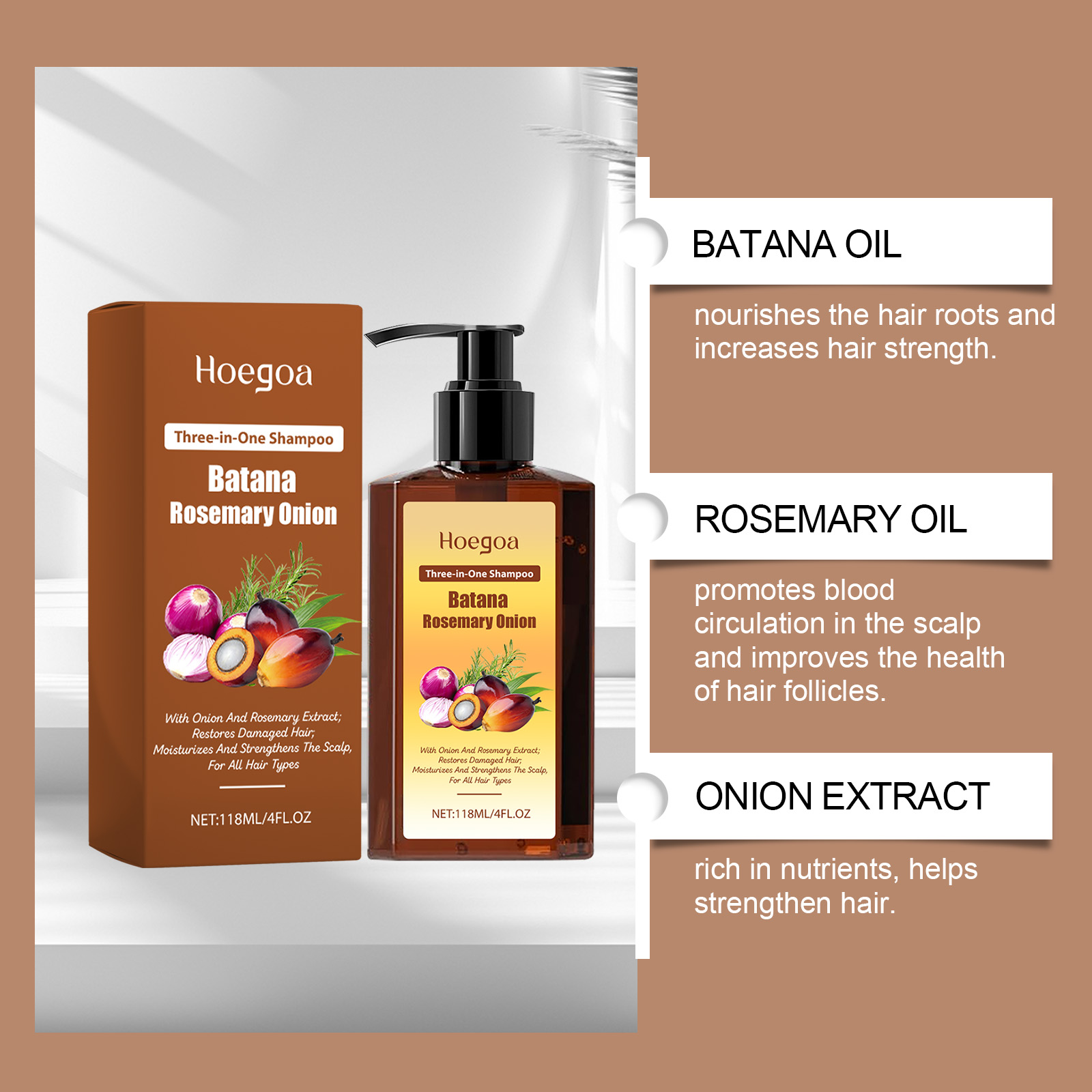 Three In One Nourishing Hair Shampoo Cleanses Nourishes Scalp Moisturizes Hair Softens Strands