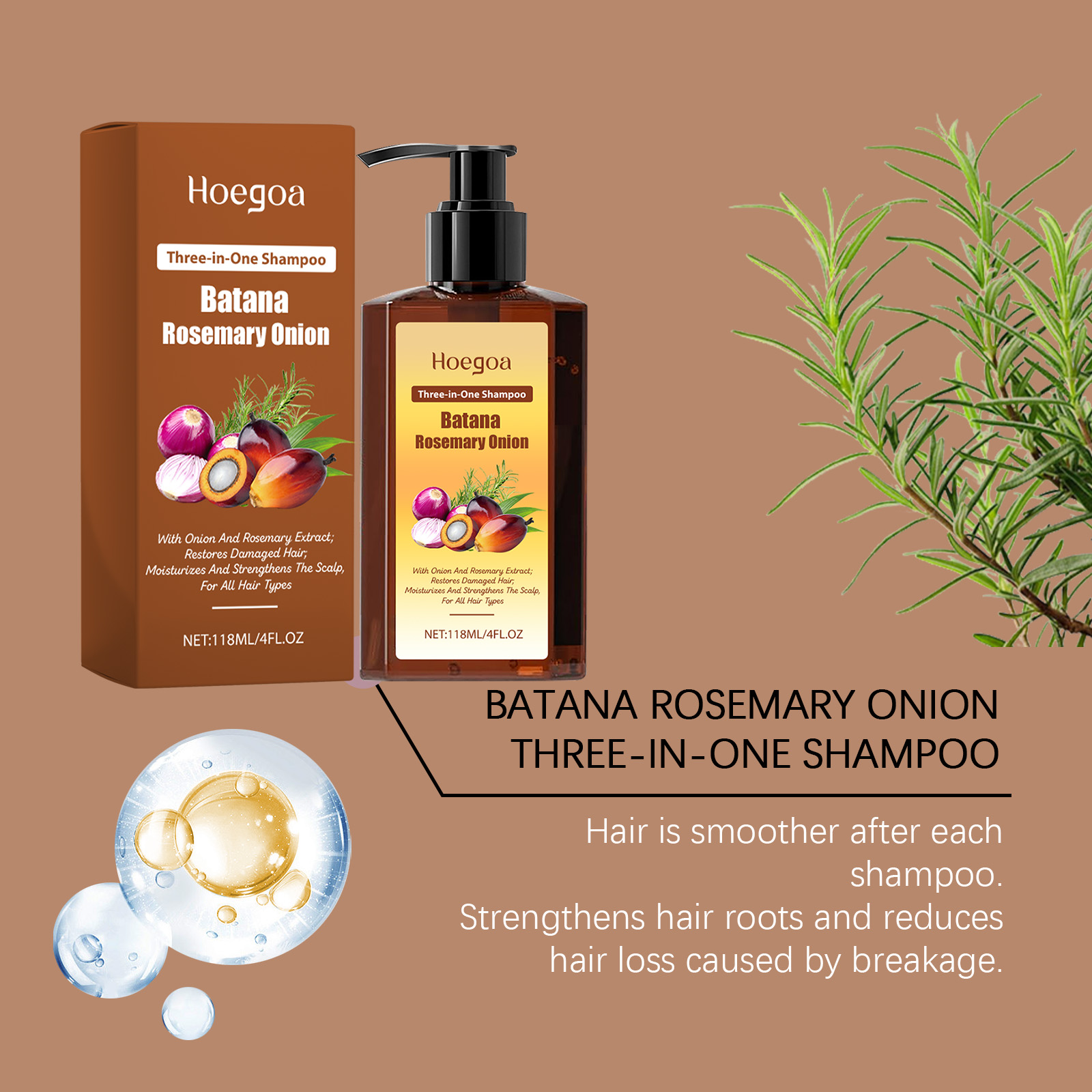 Three In One Nourishing Hair Shampoo Cleanses Nourishes Scalp Moisturizes Hair Softens Strands