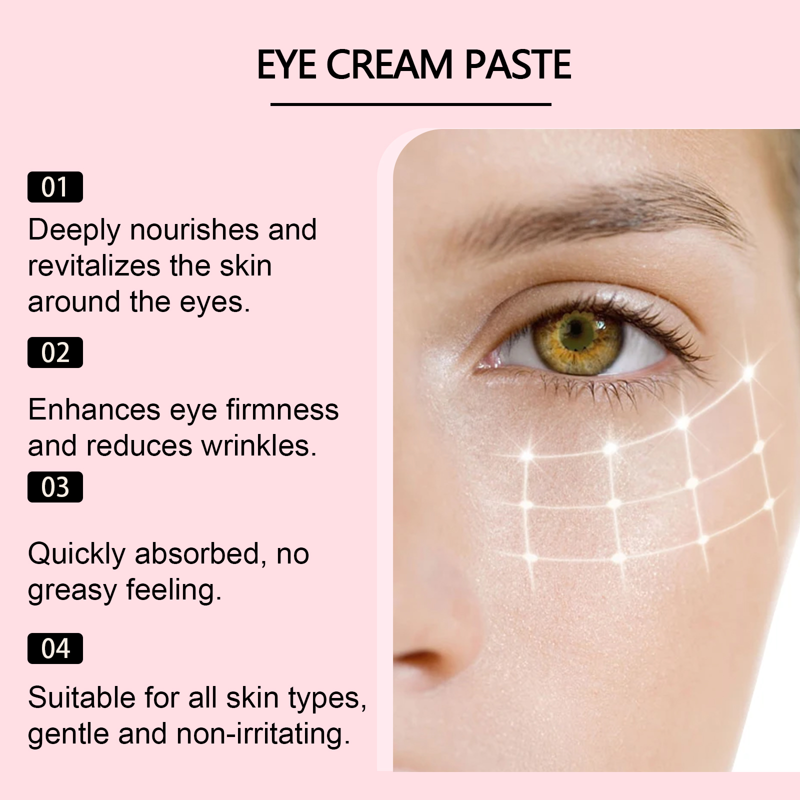 Moisturizing Eye Cream Nourishes Tightens Skin Around Eyes Reduces Fine Lines Softens Eye Muscles