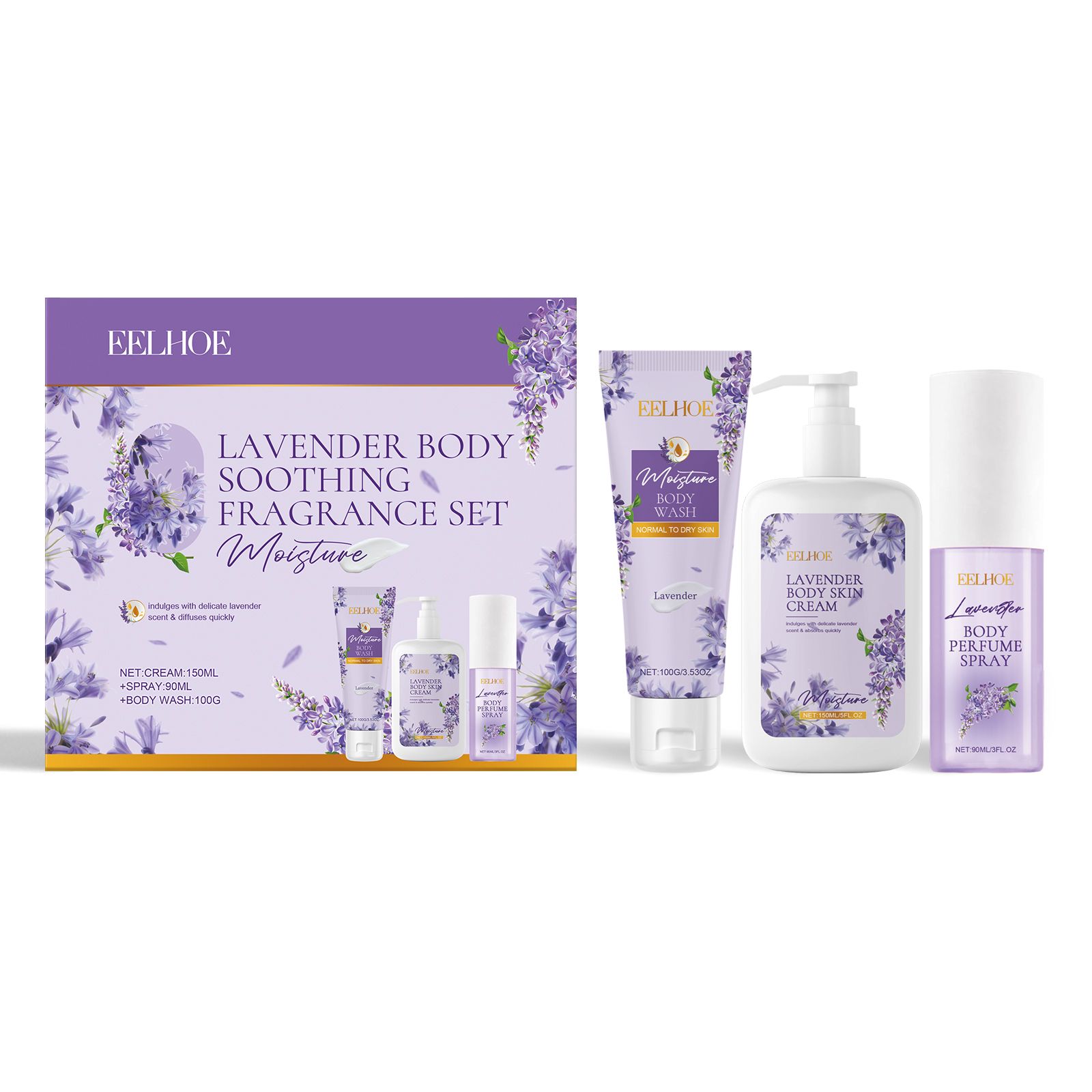 Orange Body Care Gift Set With Body Wash Lotion And Perfume Spray For Daily Hydration