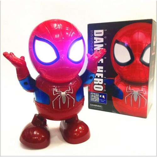 (Action Figure Dance Super Hero Robot Toy Dancing Music Lights For Kids Gift - Spiderman