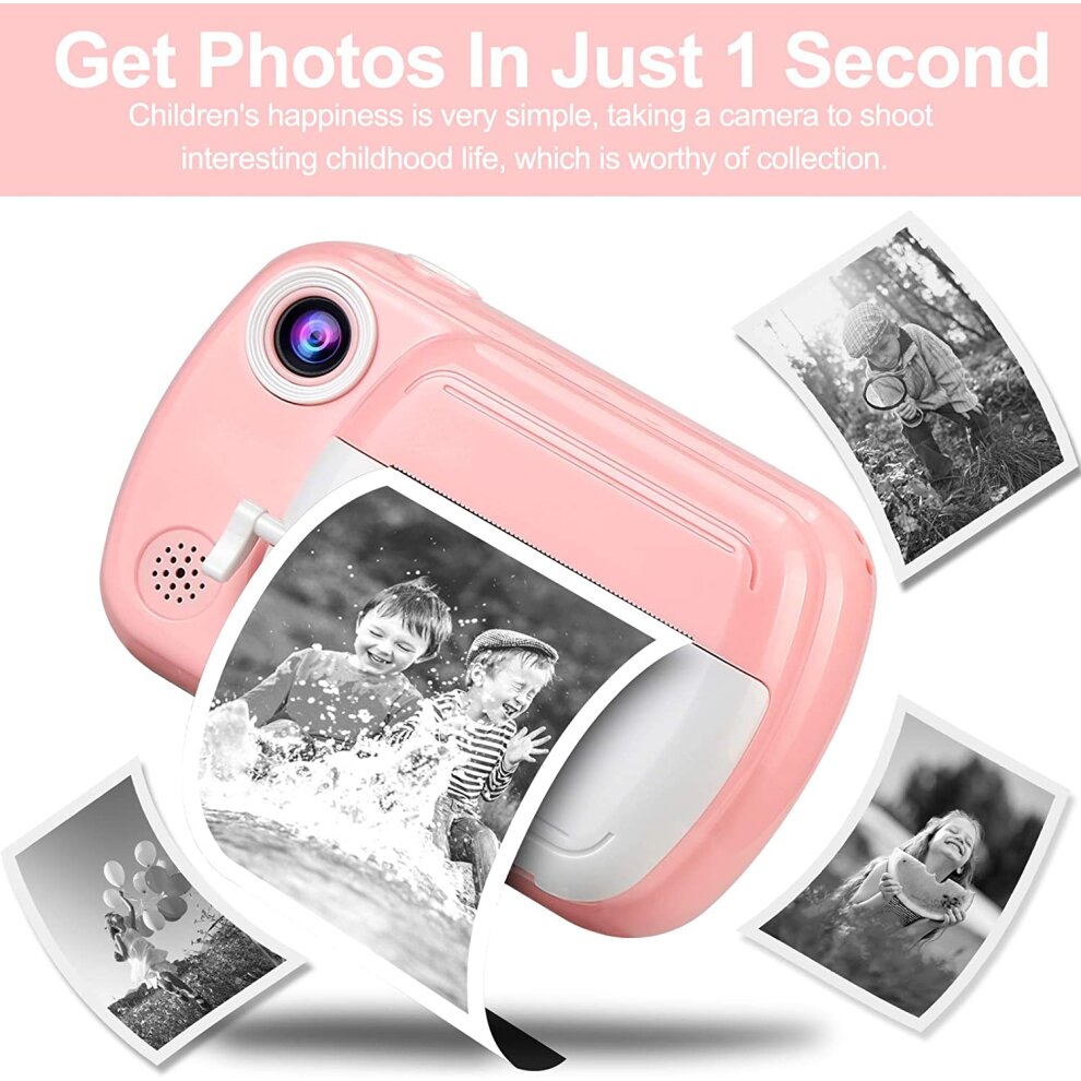 Instant Print Camera Child Digital Camera Kids 1080P HD Video Camera with 32G Card Birthday Christmas Gift for Boys and Girls