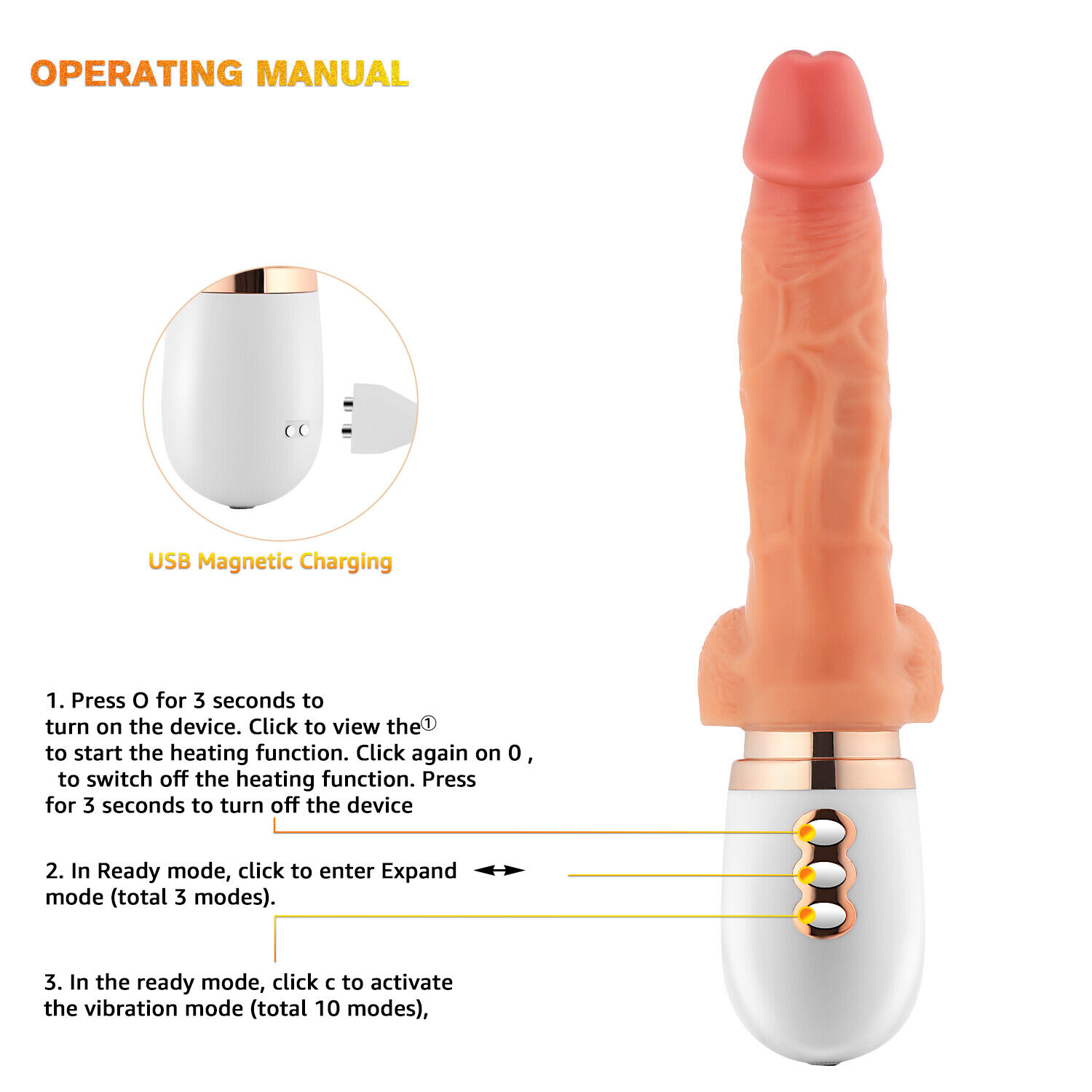 Automatic Thrusting Dildo Vibrator Masturbator Sex Machine Gun Sex Toy G-Spot Massager for Women Wireless Remote Control Hands-Free Heating with Strong Suction Cup