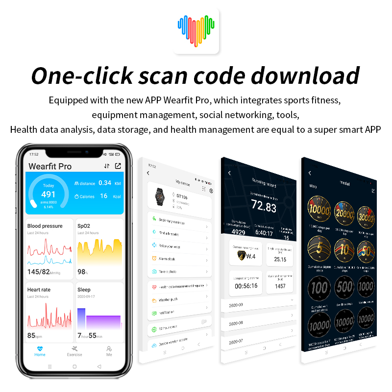 Smart Watch Bluetooth Call 1.72inch 44MM Blood Pressure Heart Rate Monitor IP67 Waterproof Smartwatch