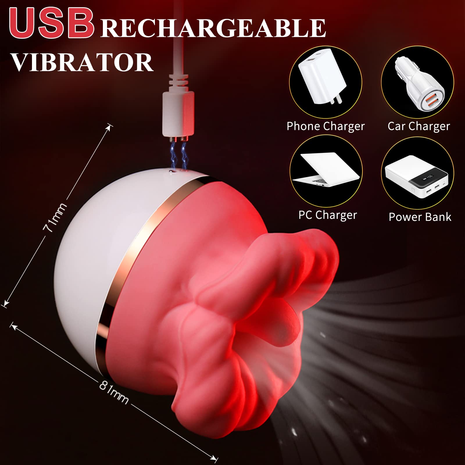 Tongue Licking Suction Vibrator Rose Sex Toy for Woman and Couple Nipple Clitoral G Spot Adult Toys Clitorals Stimulator with 3 Sucking and 5 Licking Modes