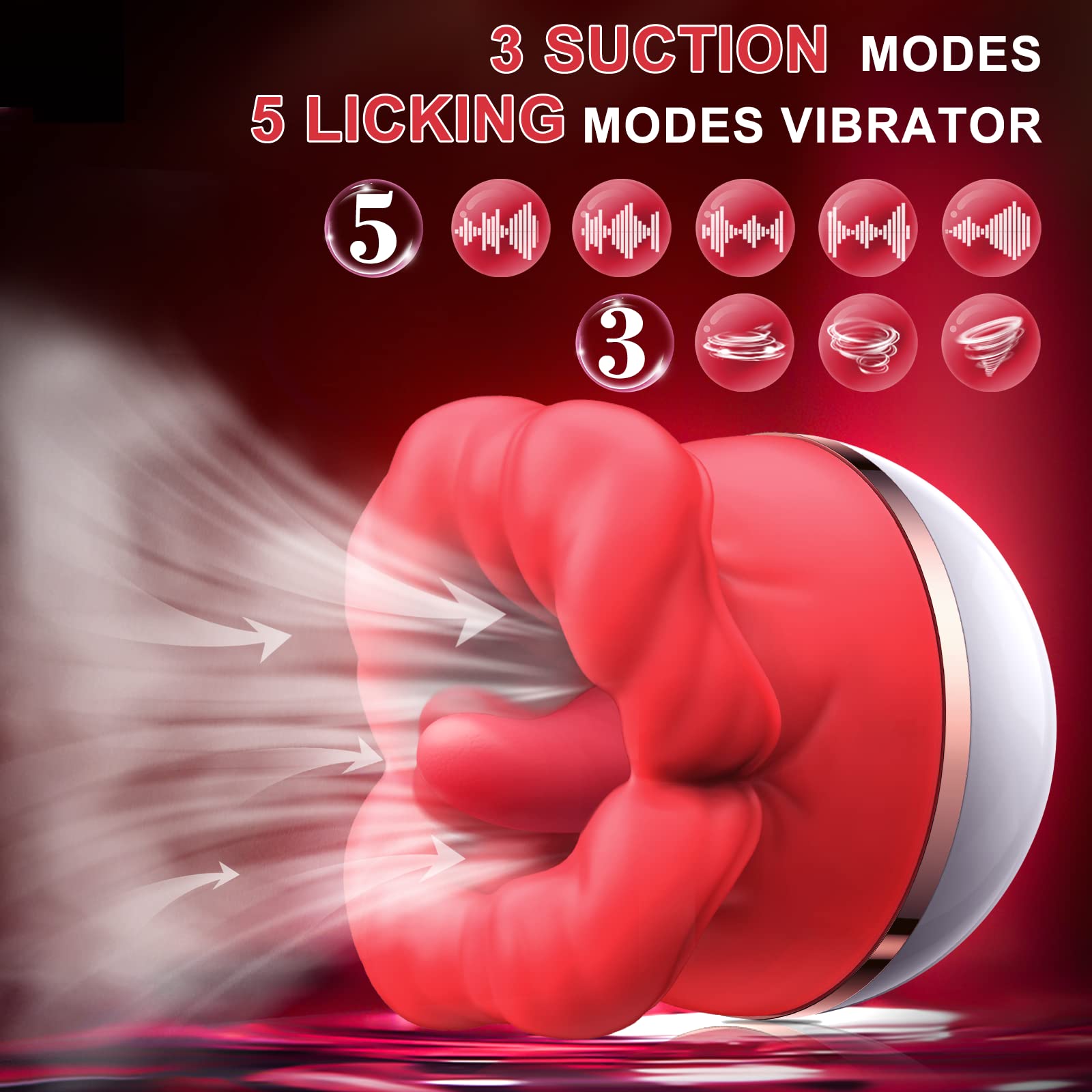 Tongue Licking Suction Vibrator Rose Sex Toy for Woman and Couple Nipple Clitoral G Spot Adult Toys Clitorals Stimulator with 3 Sucking and 5 Licking Modes