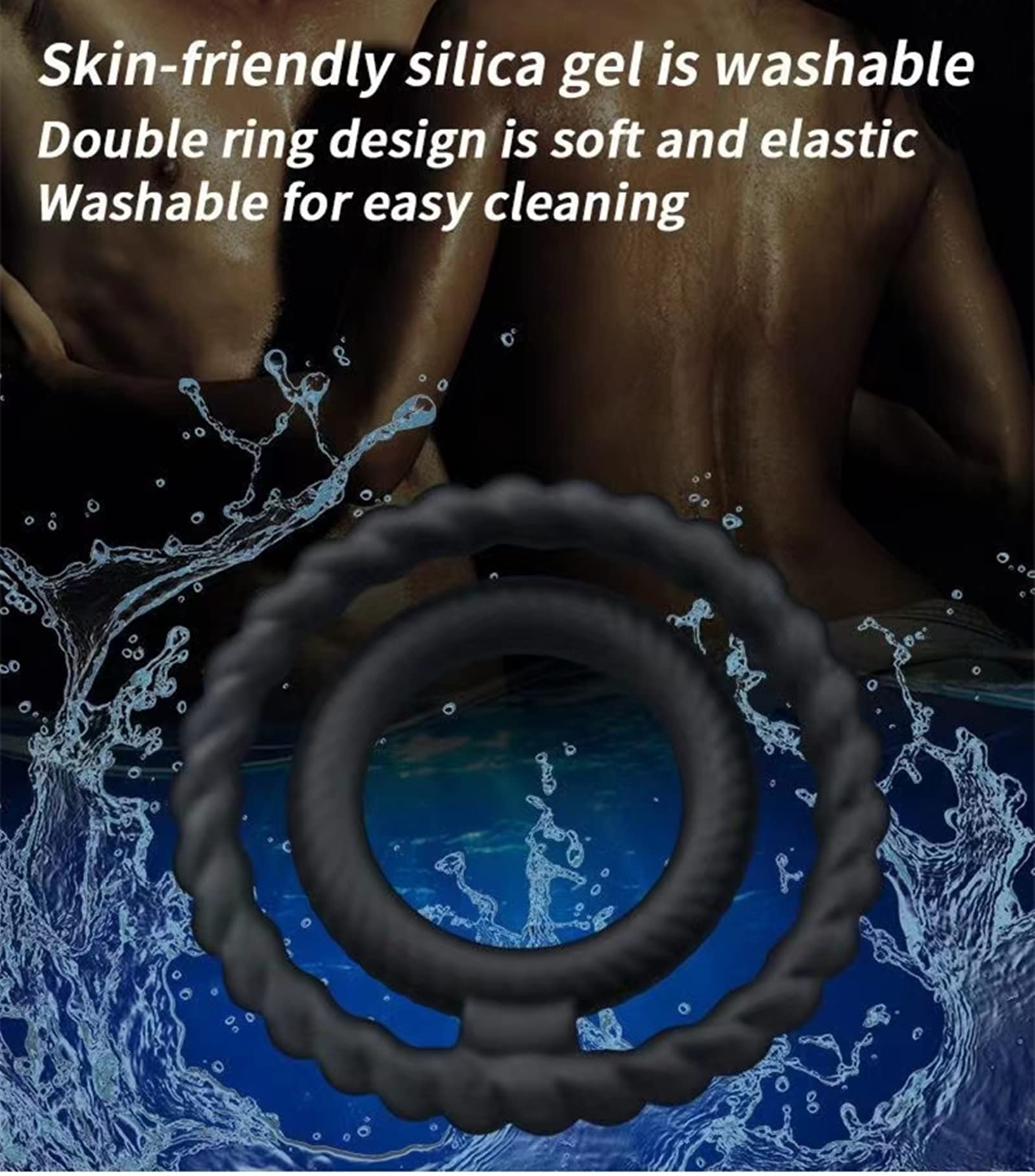 Penis Ring Dual Cock Rings Sex Toys Waterproof Soft Adult Toys for Men Penis Delay Harder Stronger Longer Erection Adult Pleasure