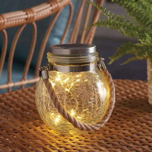 Solar Garden Lights Mason Jar Lights Garden Hanging Lantern Outdoor Waterproof Crackle Glass Lantern Table Lamp