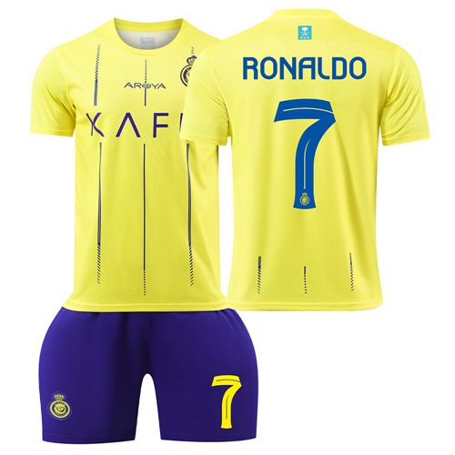 (2~3 Years) 23-24 Riyadh Victory Home Ronaldo Kids Football Kit Jersey Adult Training Uniform Suit