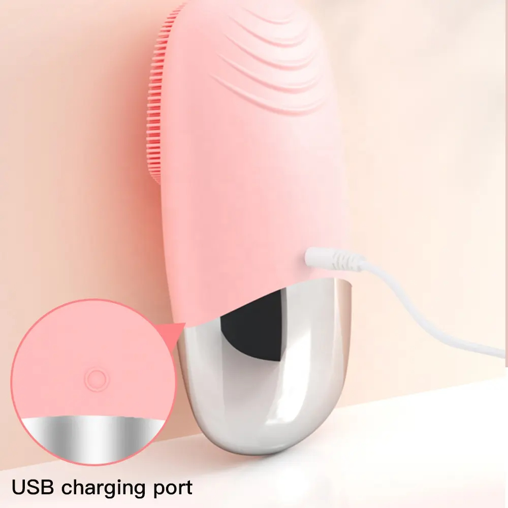 (Blue) Facial Cleansing Brush Deep Cleaning Cleanser Silicone Face Scrubber Electric Facial Massager Waterproof Exfoliating